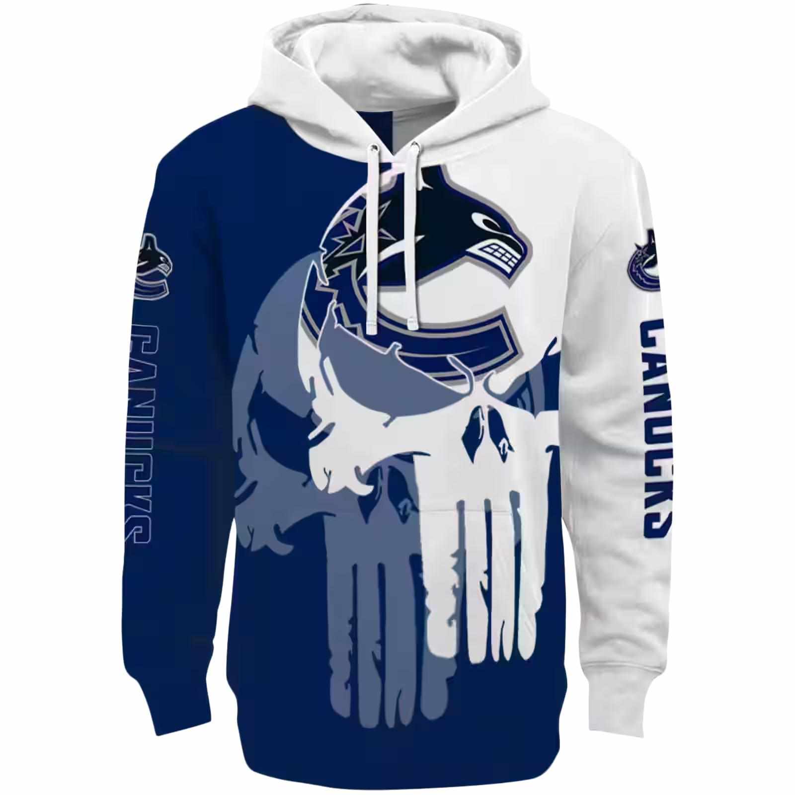 Vancouver Canucks Graphic Punisher Blue White Hoodie