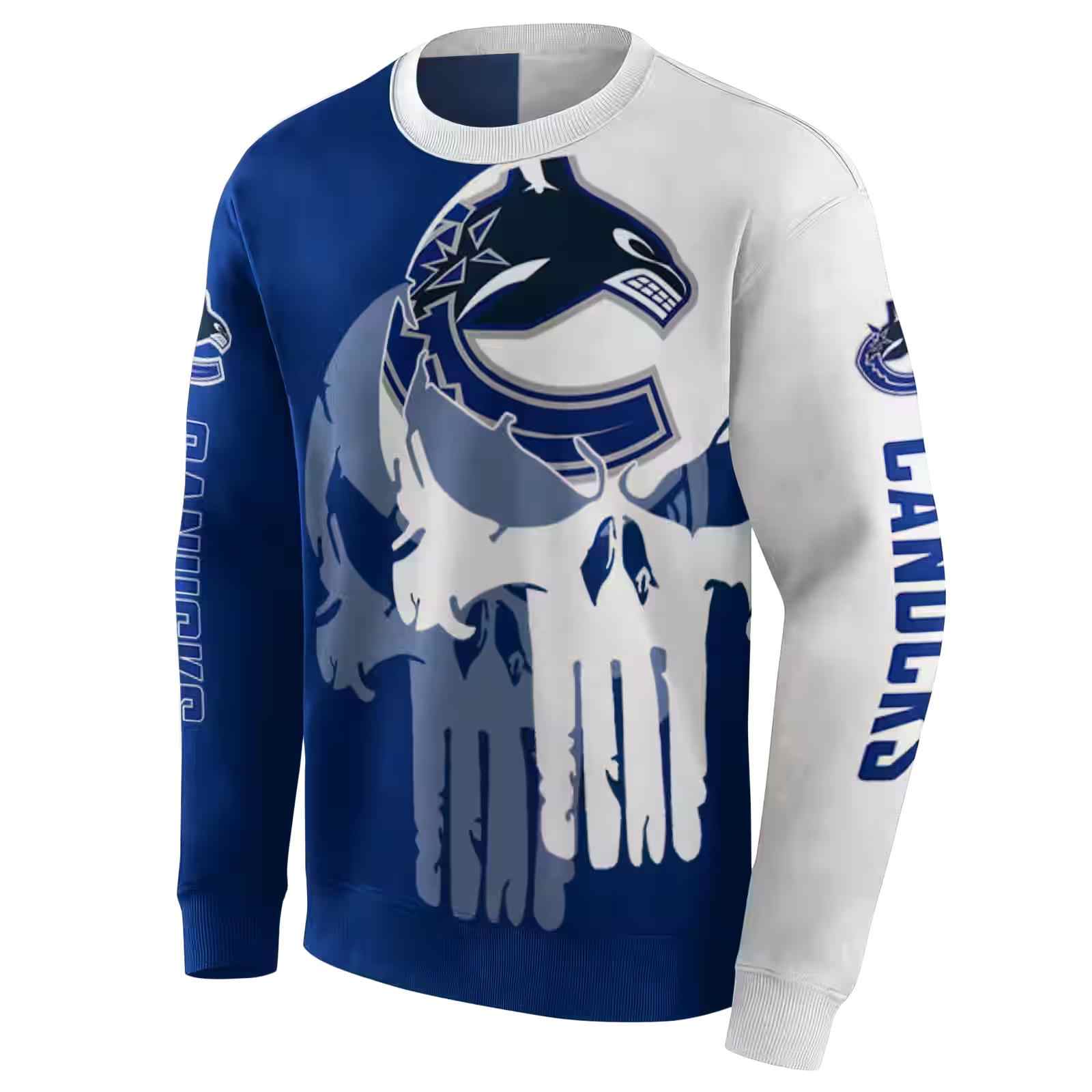 vancouver canucks graphic punisher blue white hoodie new arrival