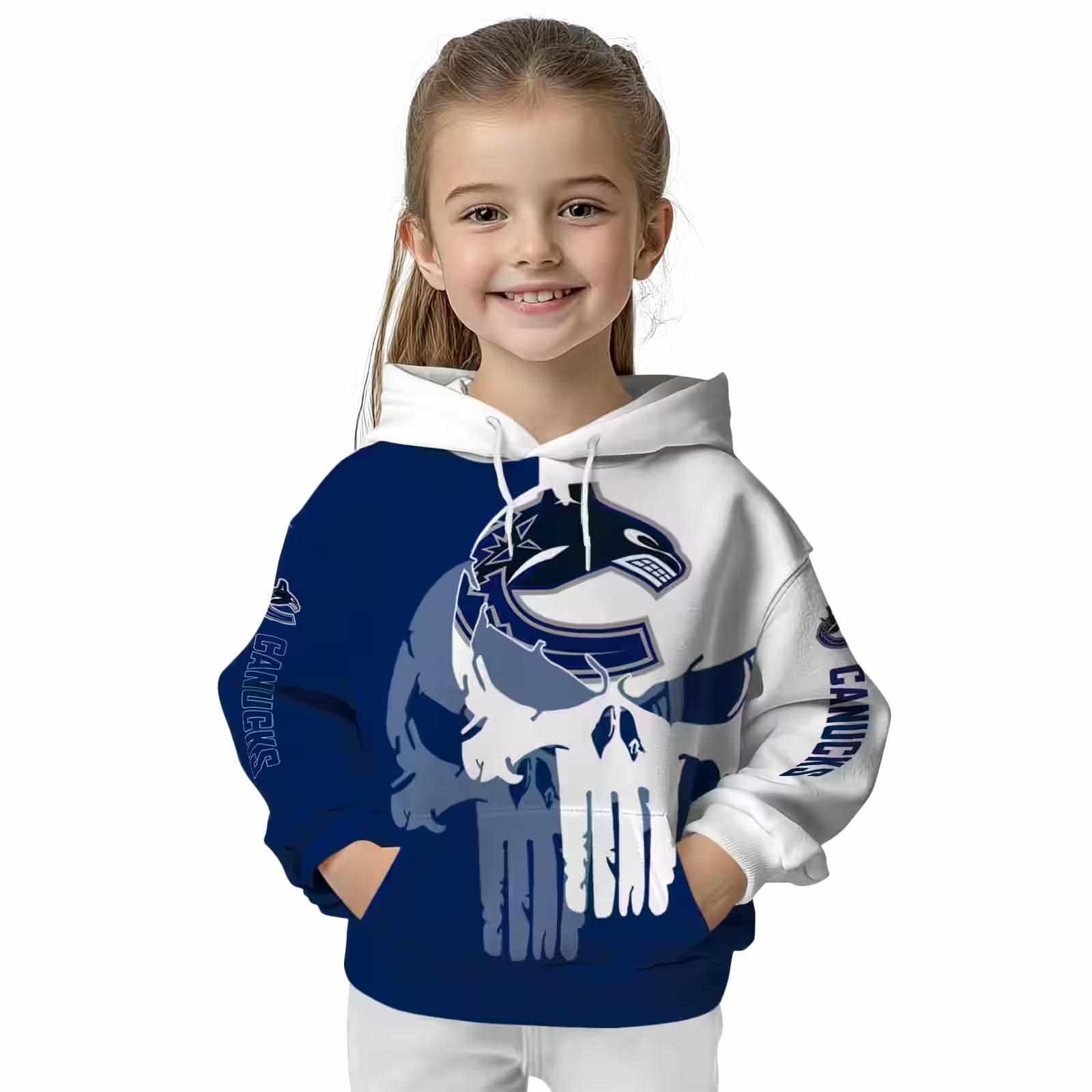 vancouver canucks graphic punisher blue white hoodie top rated