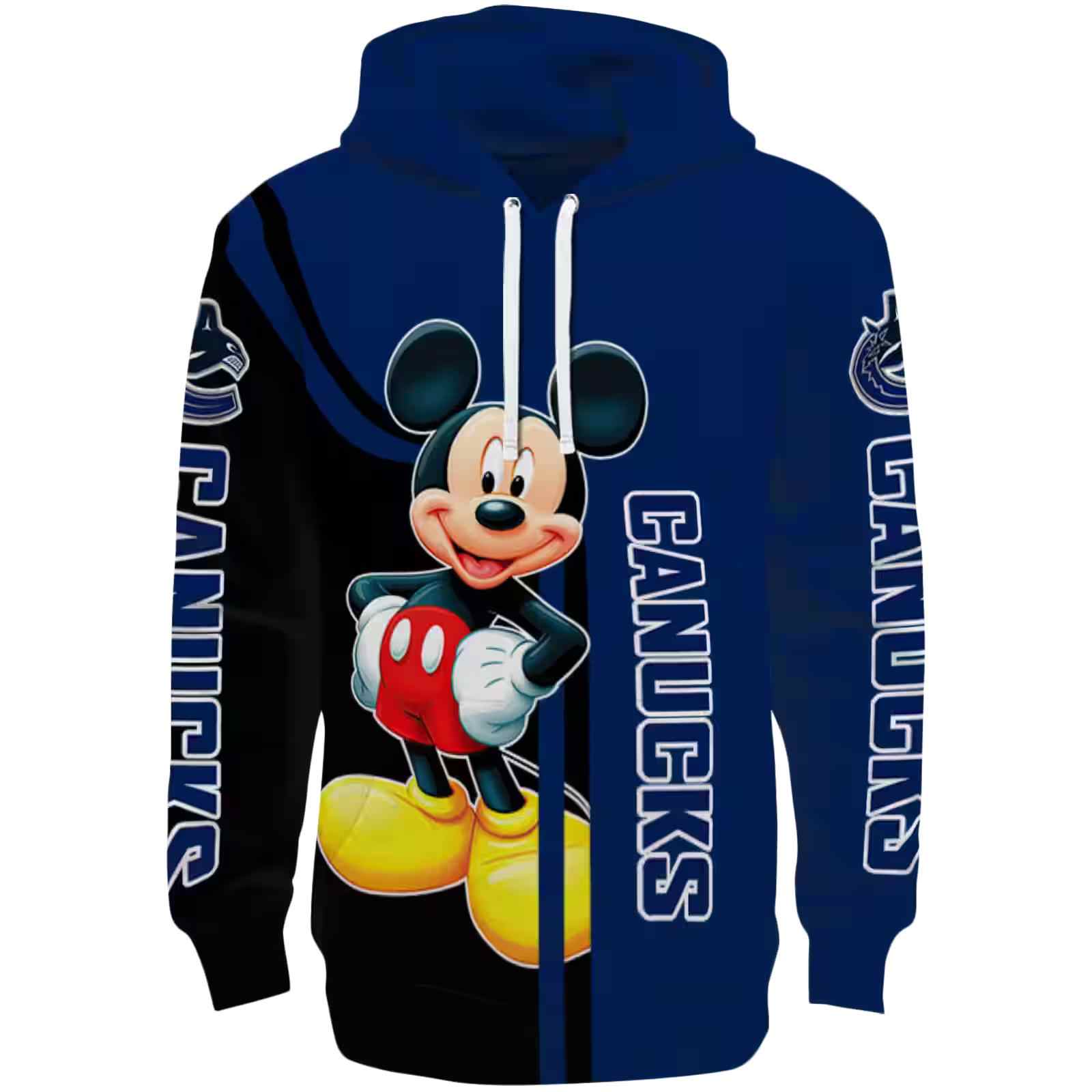 Vancouver Canucks Mickey Mouse Blue Black Hoodie