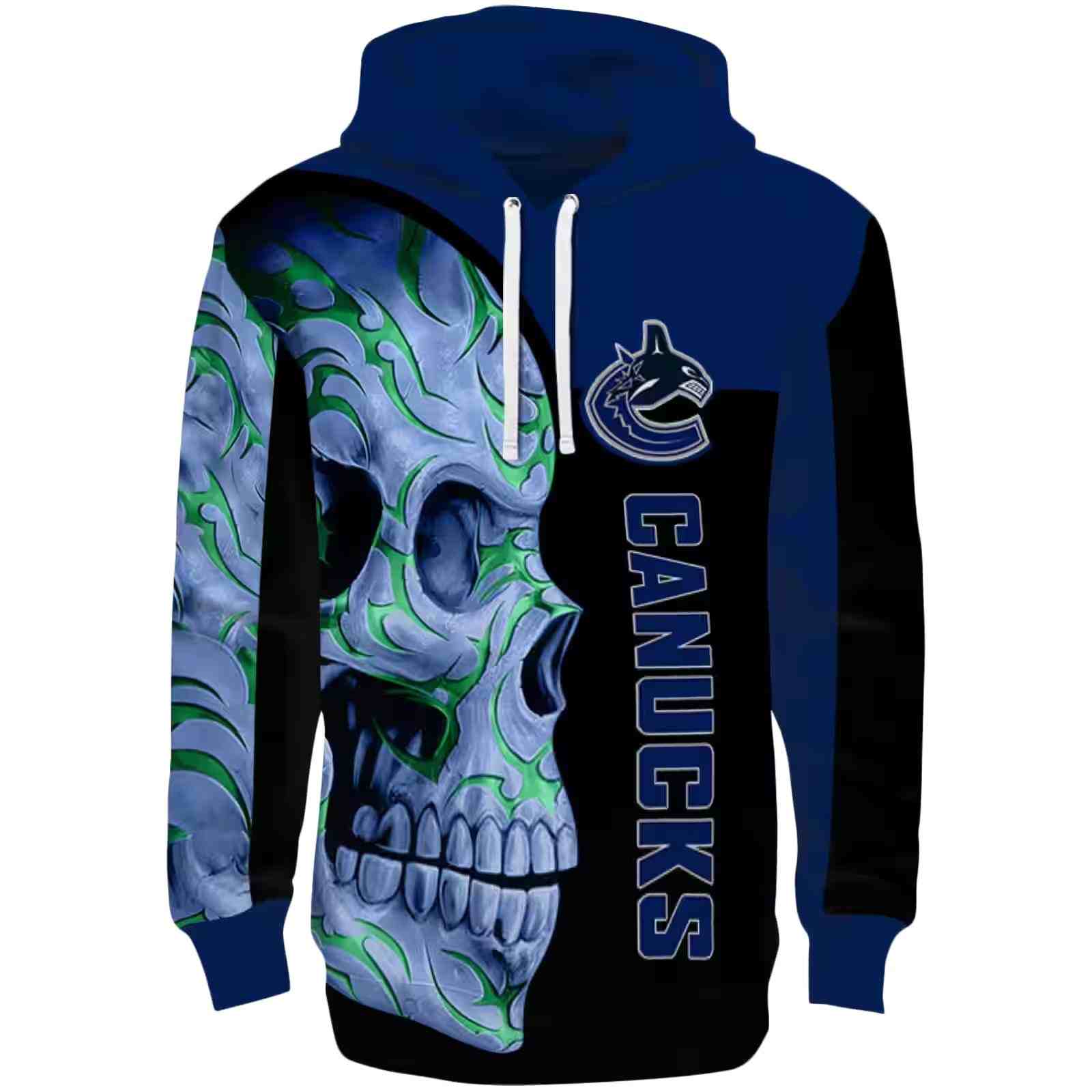 Vancouver Canucks Skull Motif Blue Black Hoodie