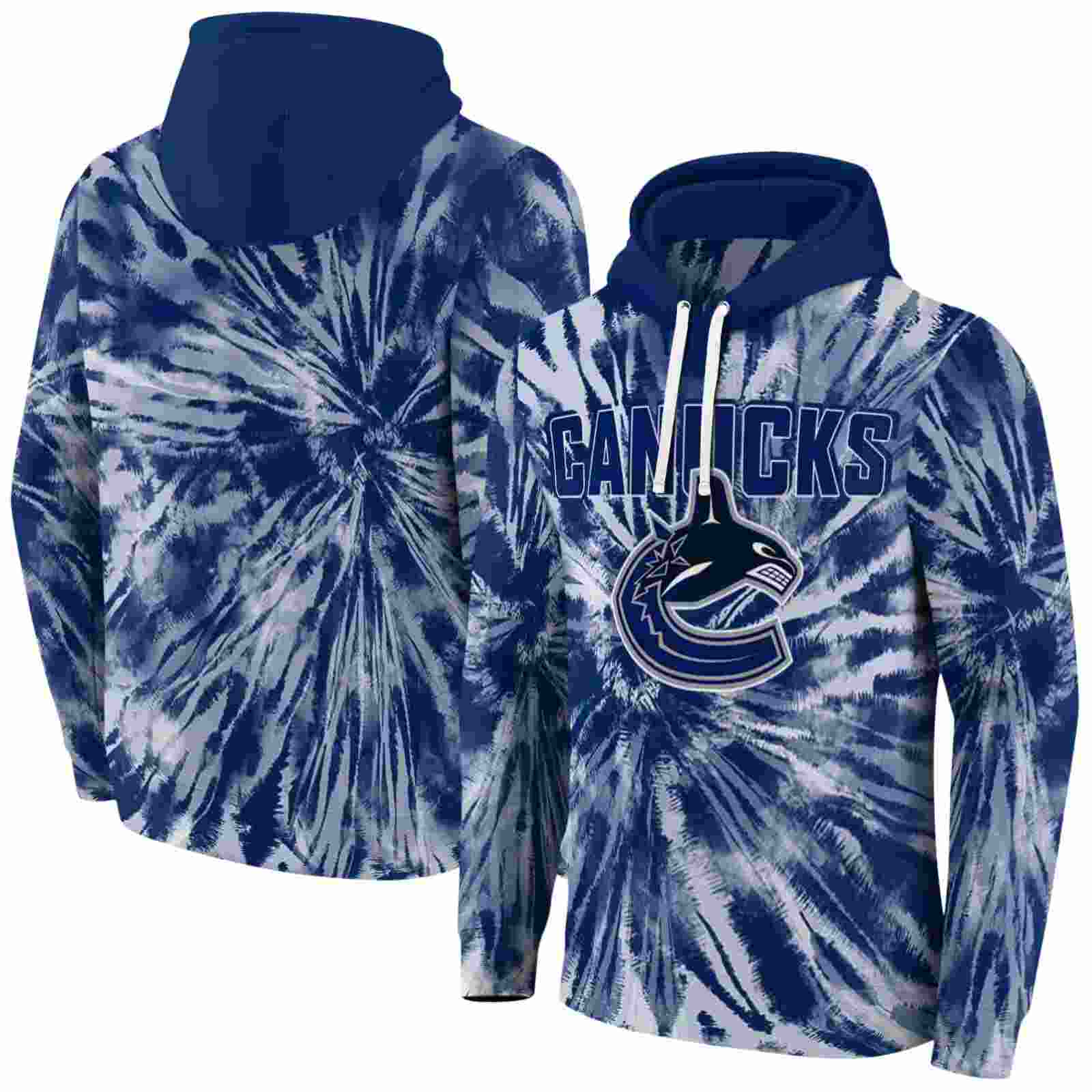 vancouver canucks tie dye pattern blue hoodie fashion forward