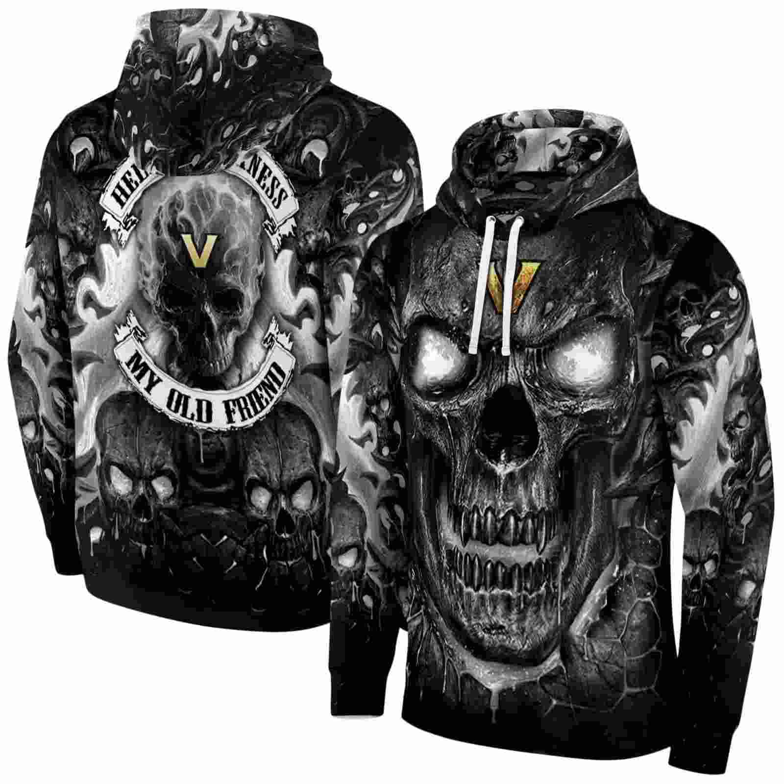 vanderbilt commodores demonic skull black hoodie fashion forward