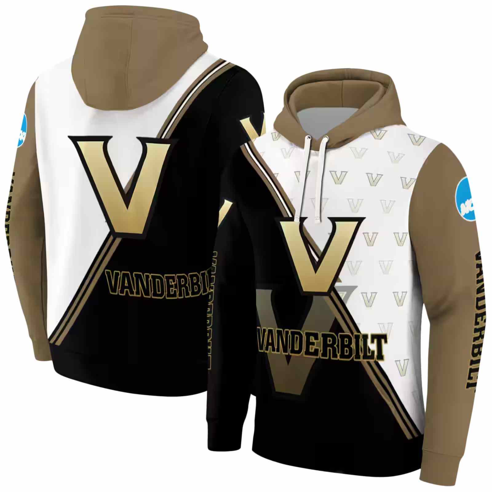 vanderbilt commodores diagonal stripe black white hoodie fashion forward