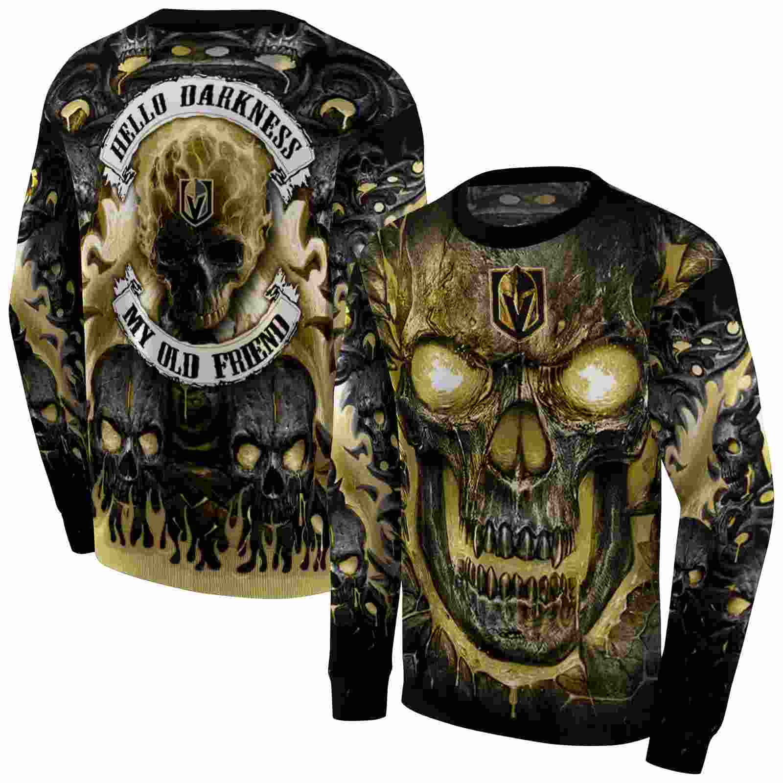 vegas golden knights demonic skull tan black hoodie premium grade