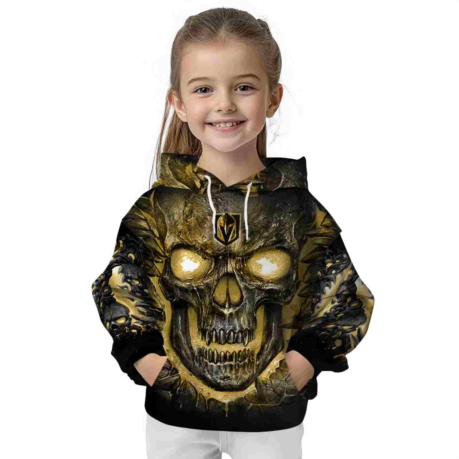 vegas golden knights demonic skull tan black hoodie top rated