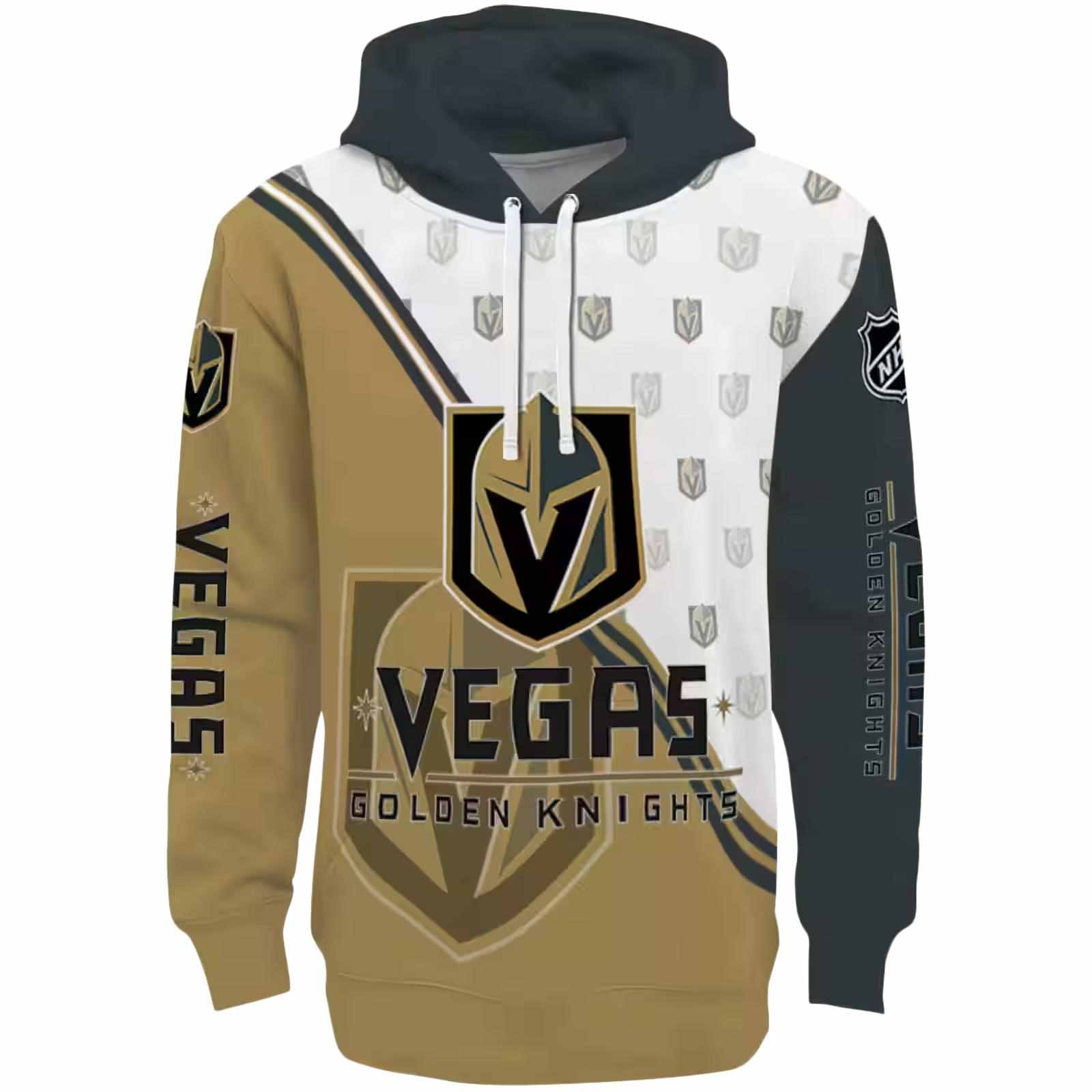 Vegas Golden Knights Diagonal Stripe Tan White Hoodie