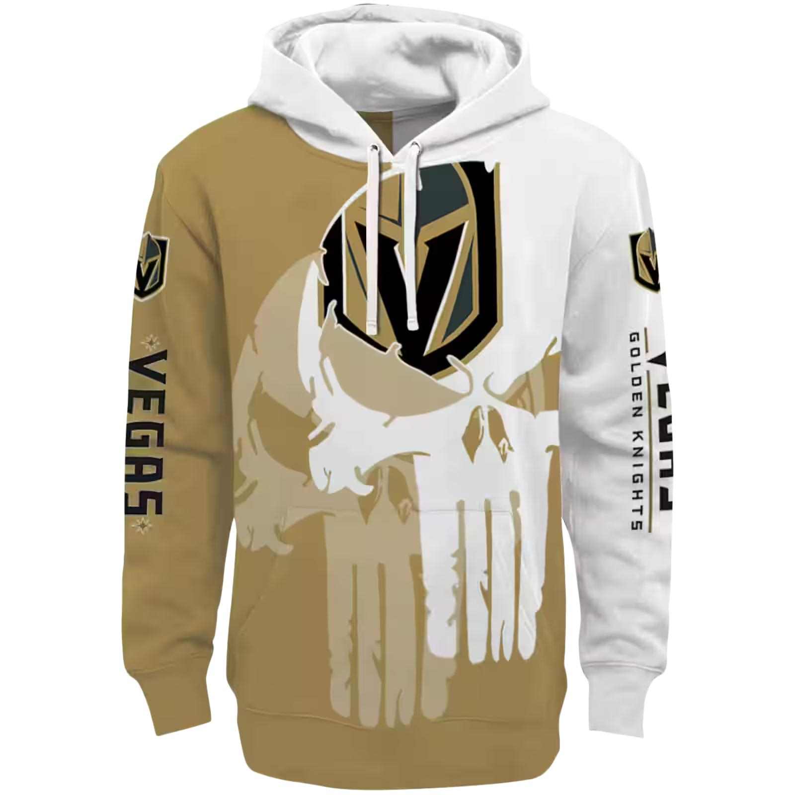 Vegas Golden Knights Graphic Punisher Tan White Hoodie