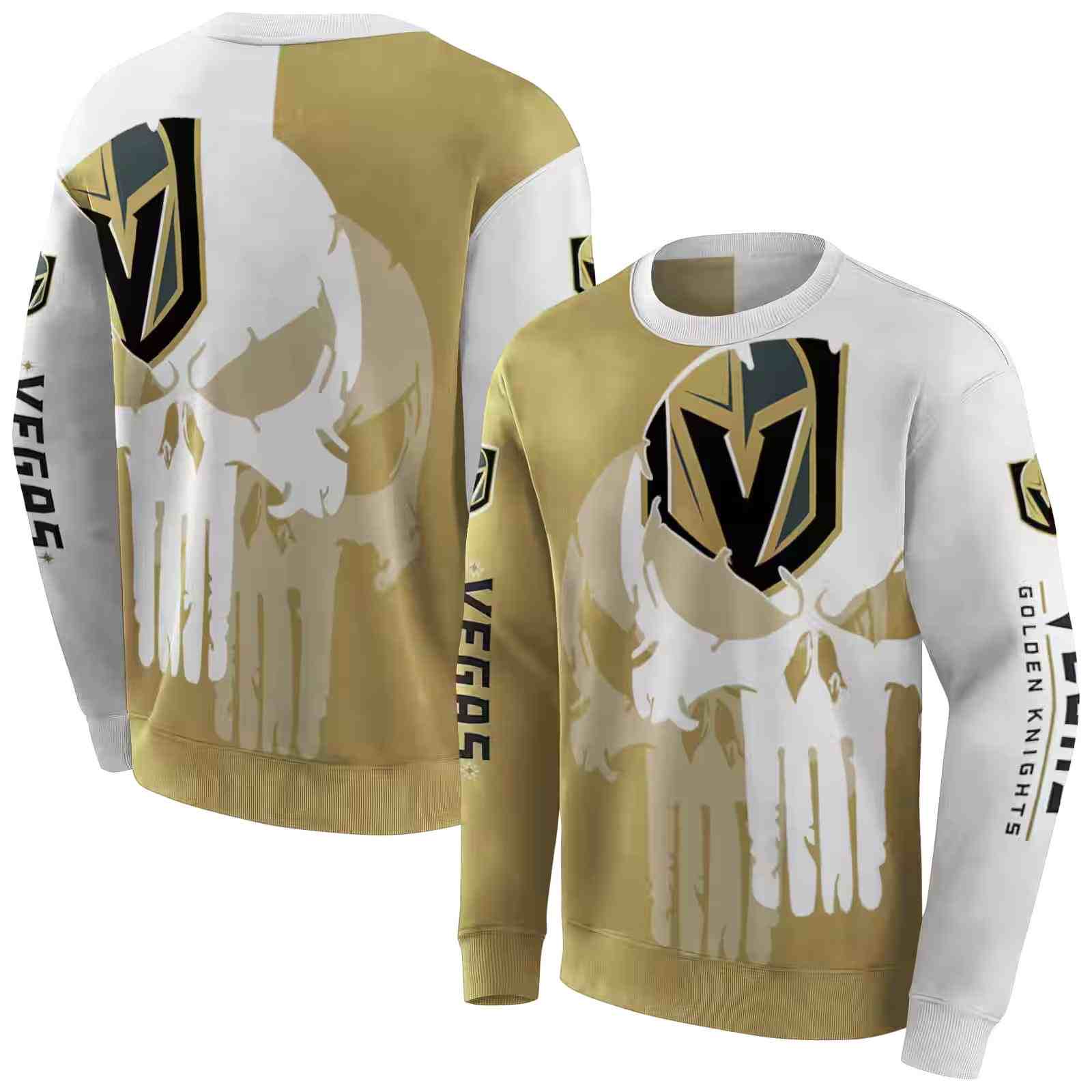 vegas golden knights graphic punisher tan white hoodie premium grade