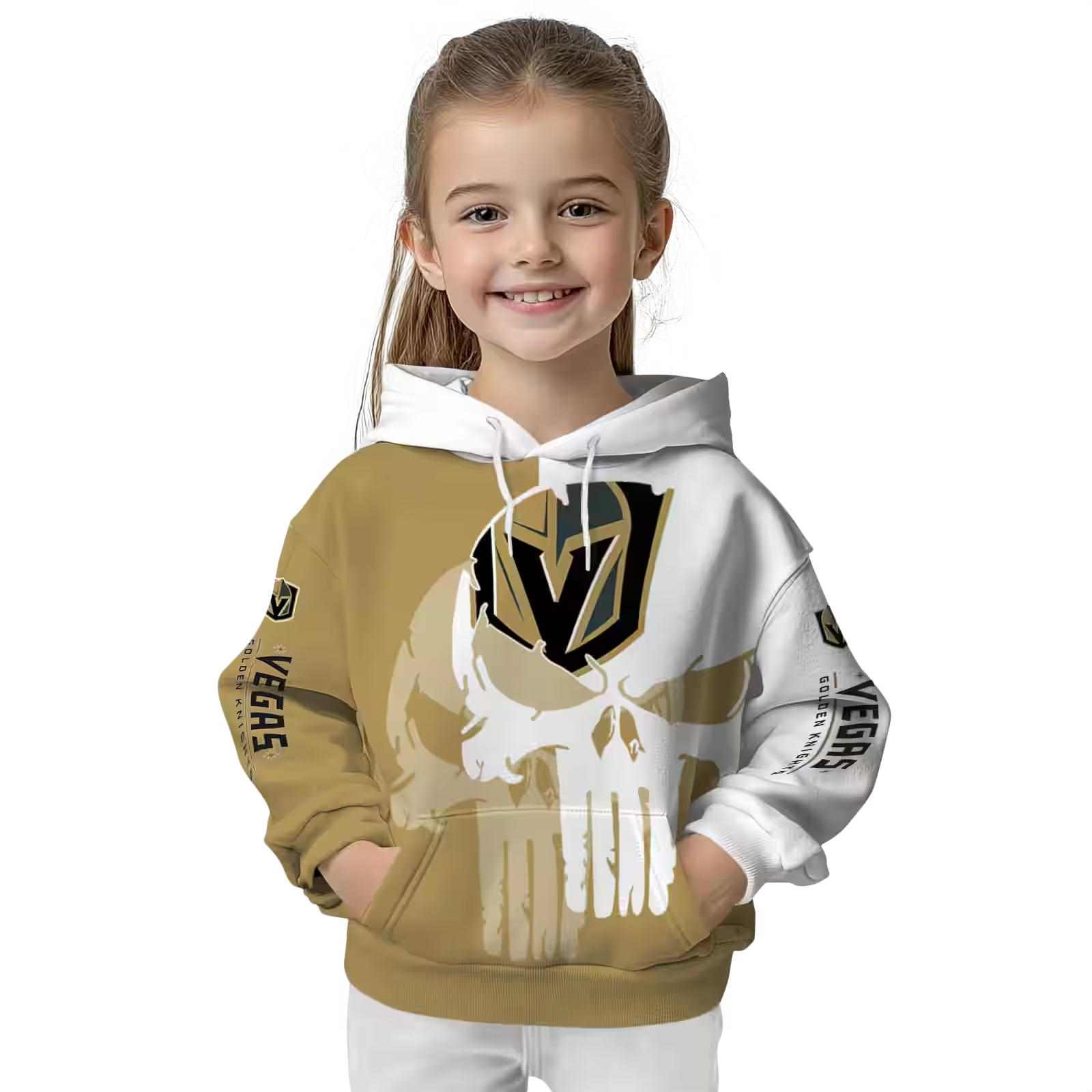 vegas golden knights graphic punisher tan white hoodie top rated