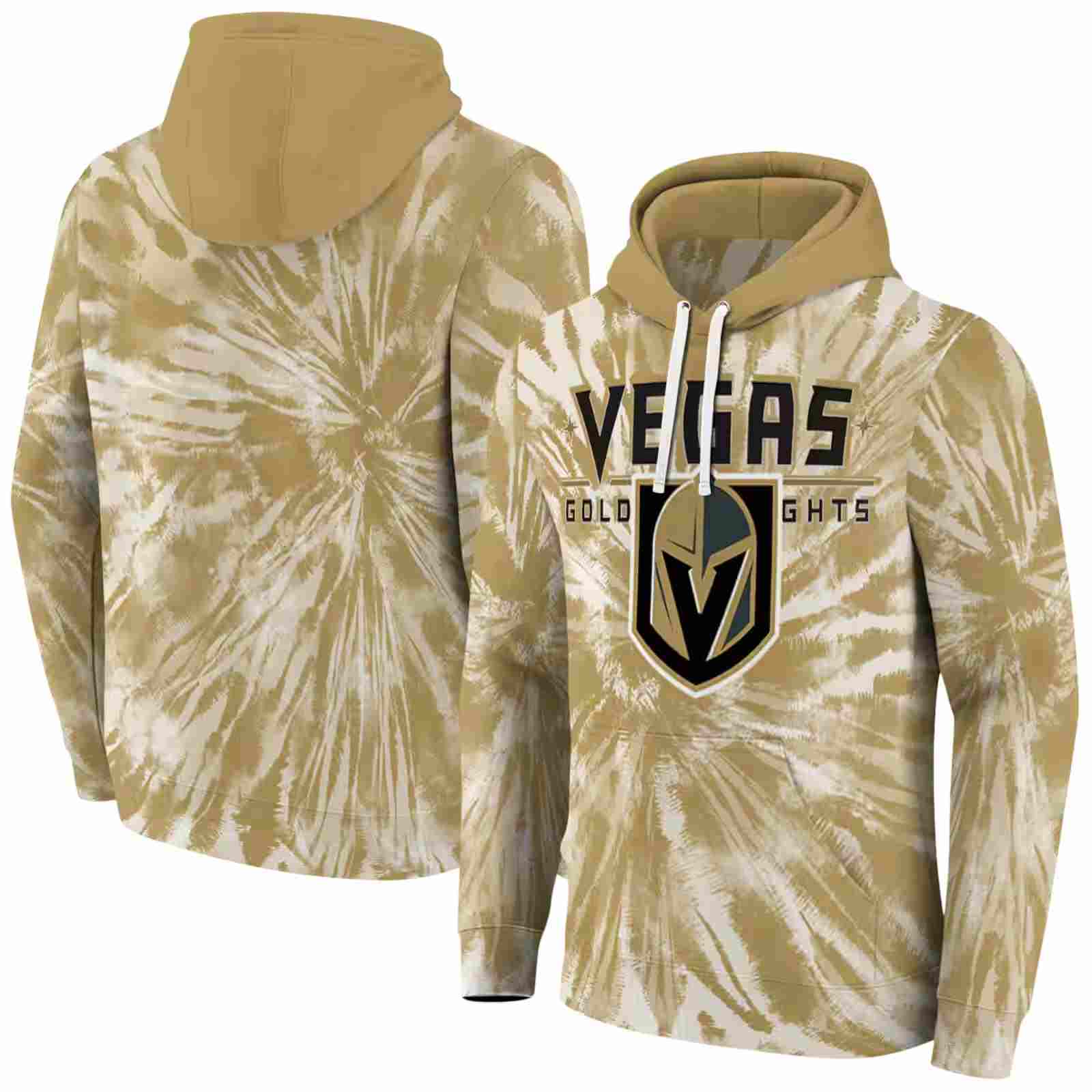 vegas golden knights tie dye pattern tan hoodie fashion forward