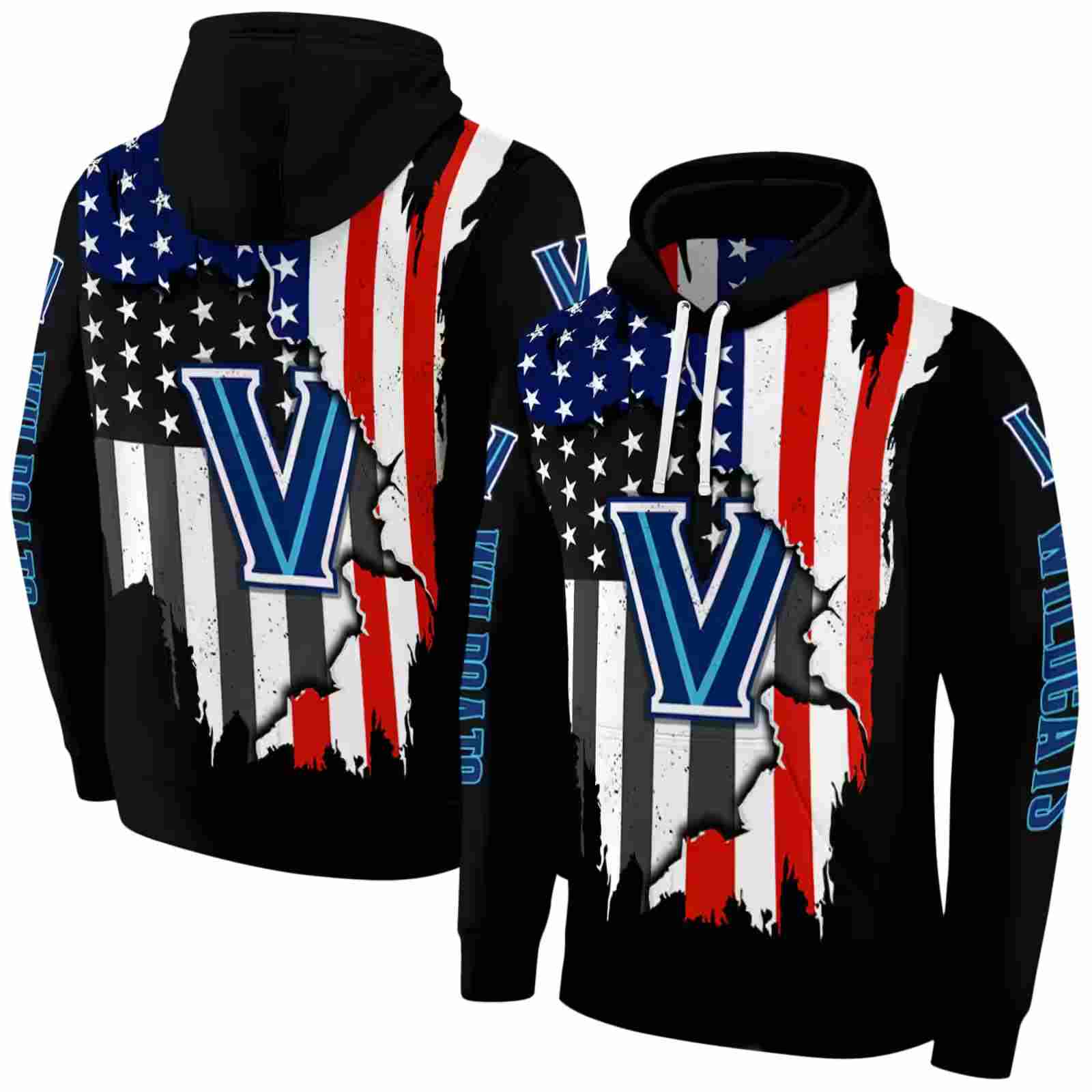 villanova wildcats american pride black hoodie fashion forward