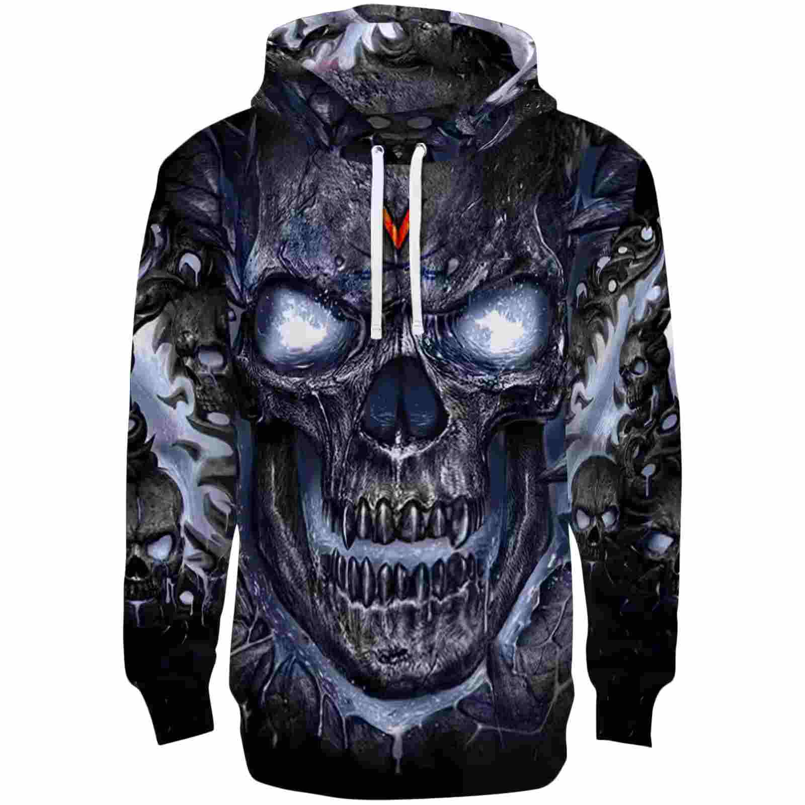 Virginia Cavaliers Demonic Skull Blue Black Hoodie