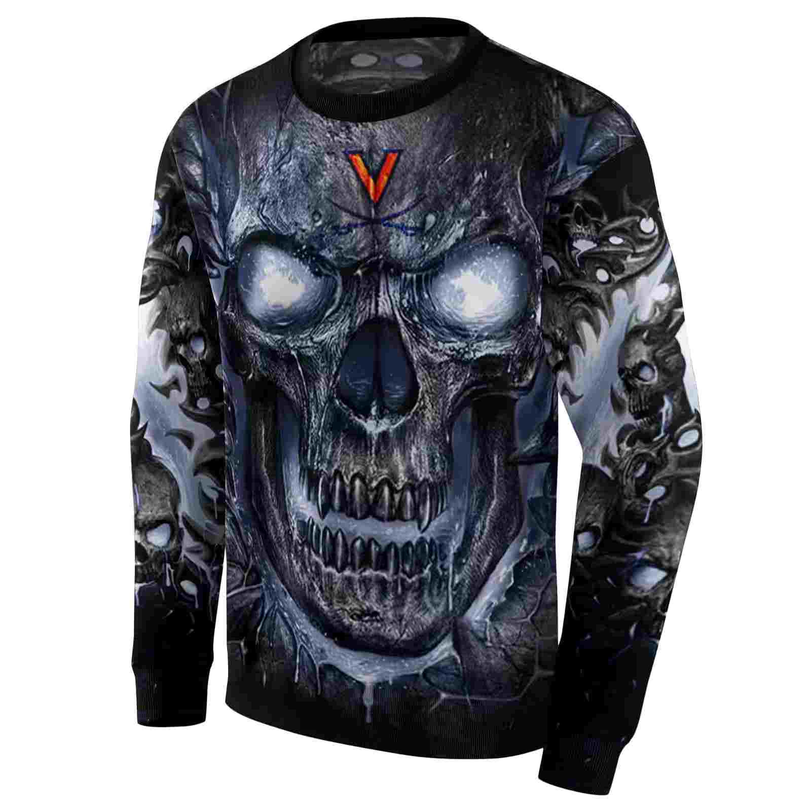 virginia cavaliers demonic skull blue black hoodie new arrival