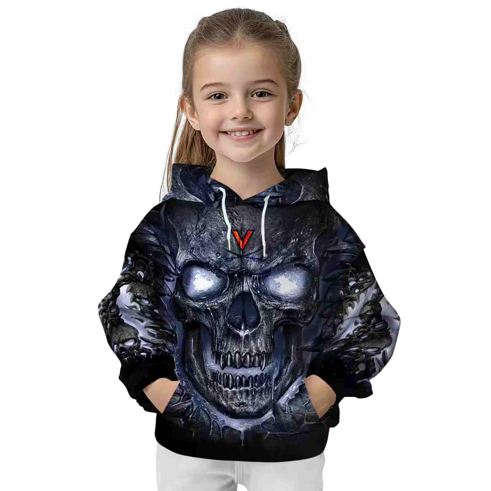 virginia cavaliers demonic skull blue black hoodie top rated