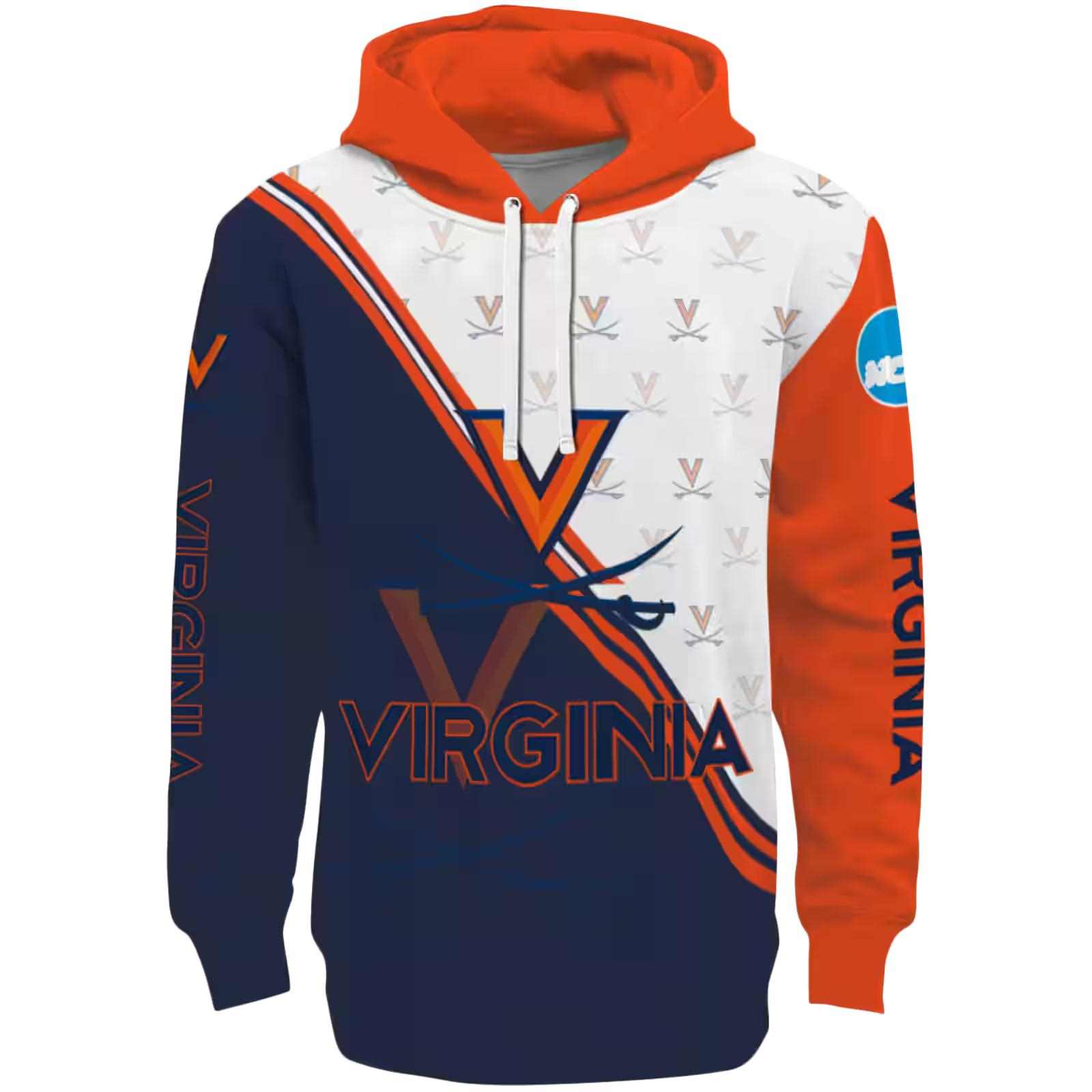 Virginia Cavaliers Diagonal Stripe Blue White Hoodie