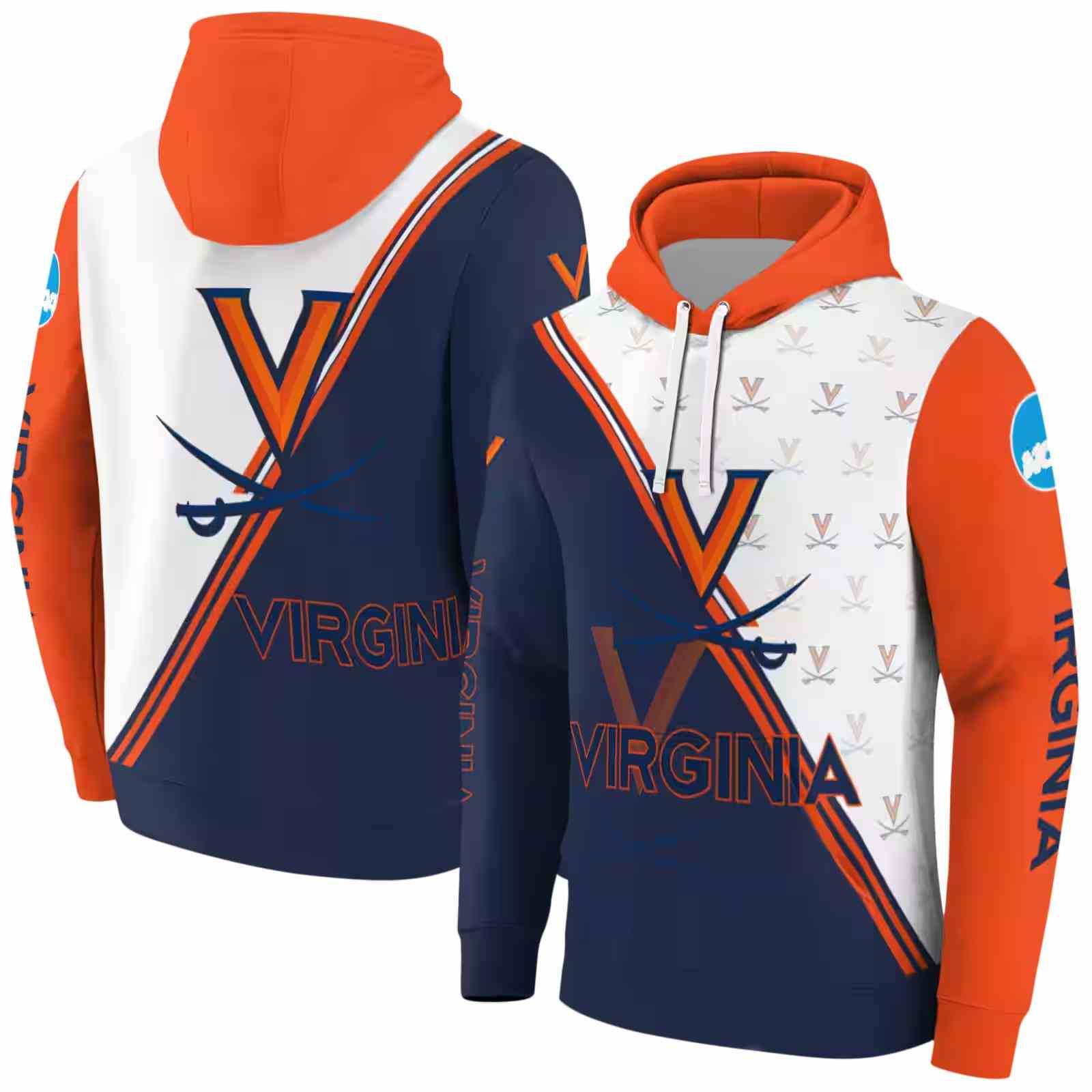 virginia cavaliers diagonal stripe blue white hoodie fashion forward