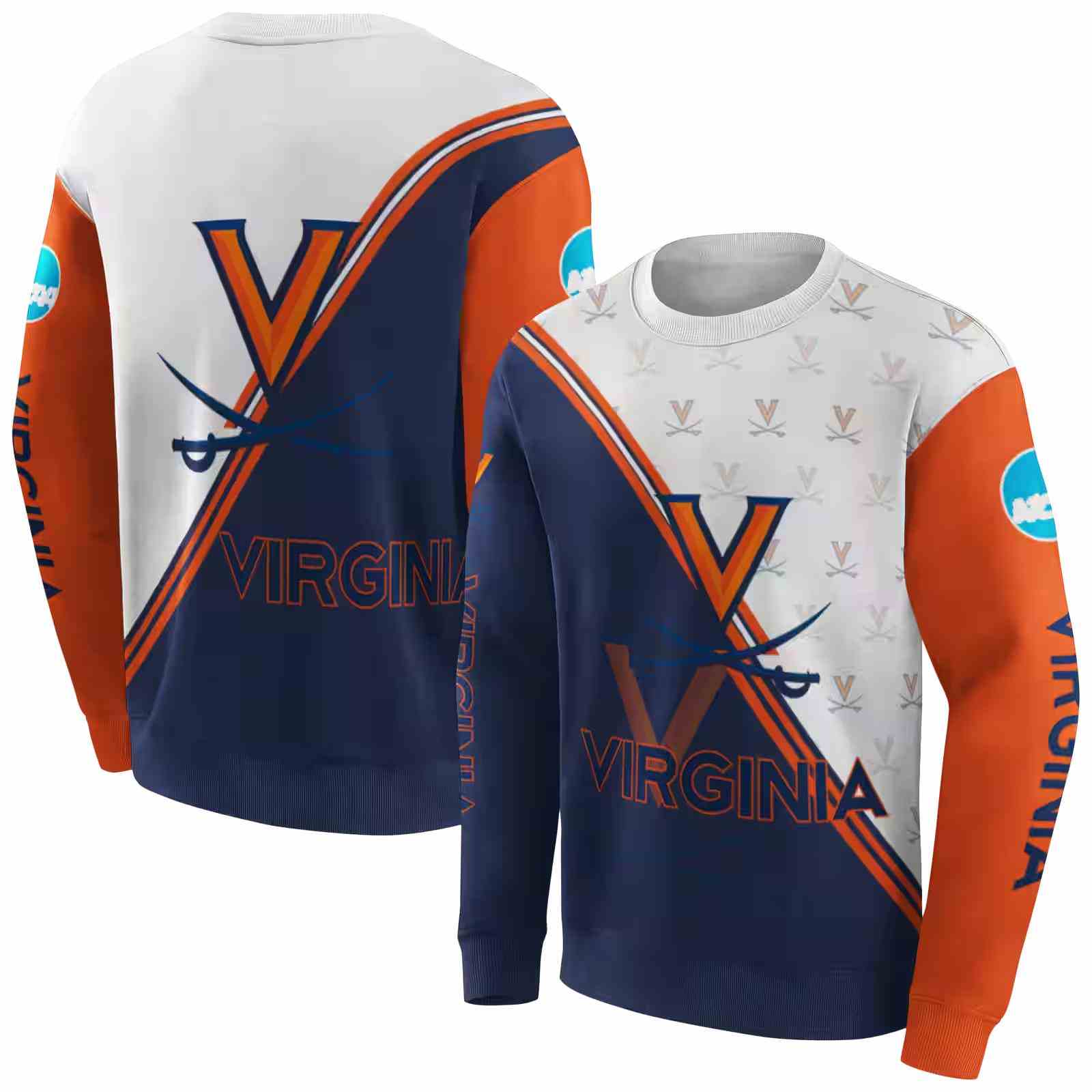 virginia cavaliers diagonal stripe blue white hoodie premium grade