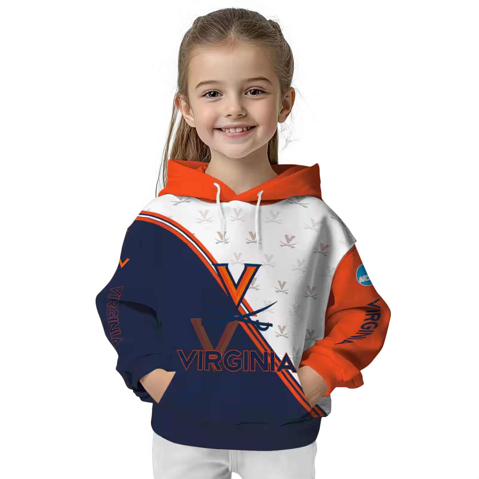 virginia cavaliers diagonal stripe blue white hoodie top rated