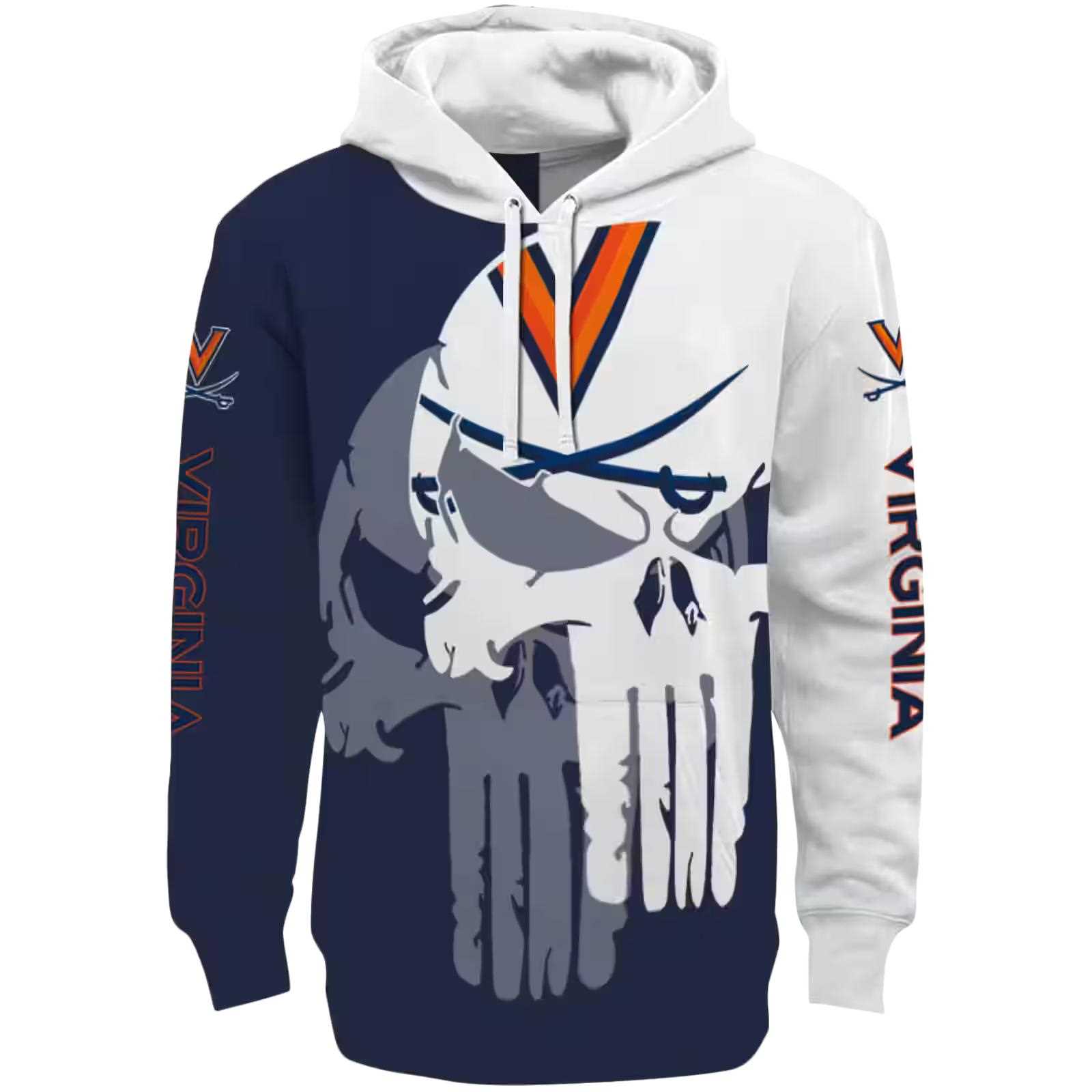 Virginia Cavaliers Graphic Punisher Blue White Hoodie