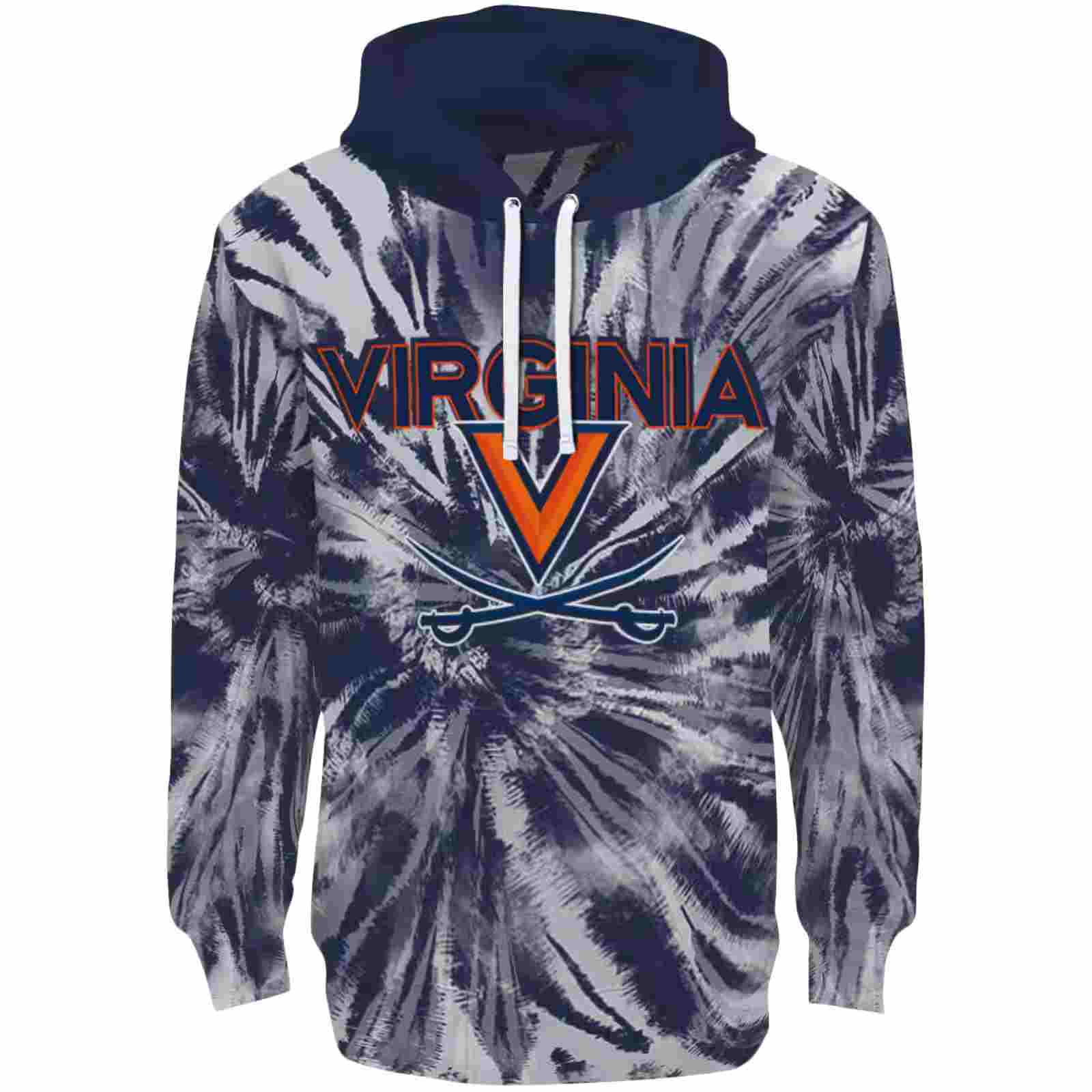 Virginia Cavaliers Tie Dye Pattern Blue Hoodie