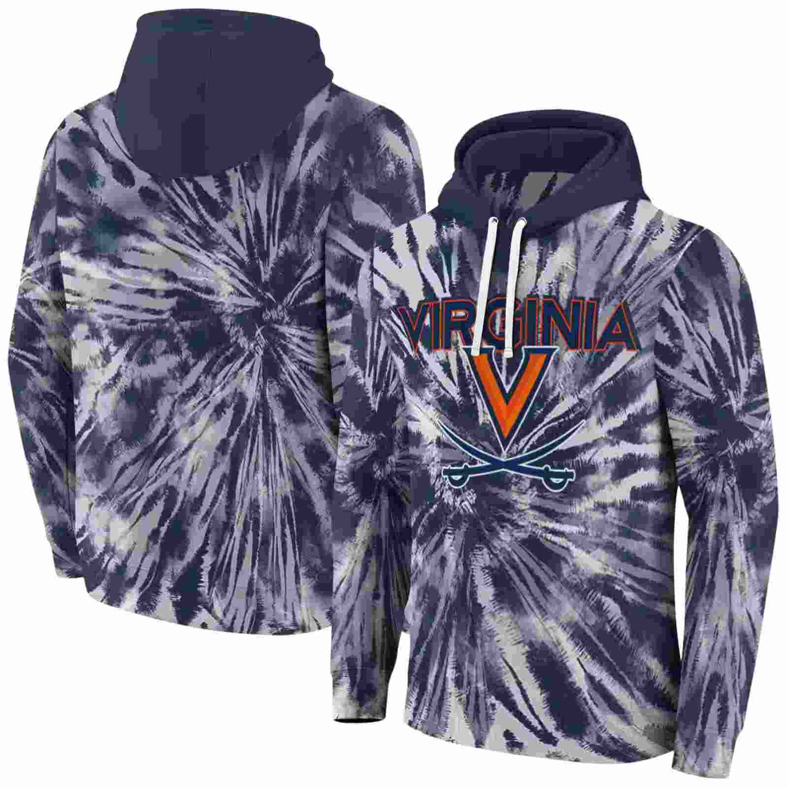 virginia cavaliers tie dye pattern blue hoodie fashion forward