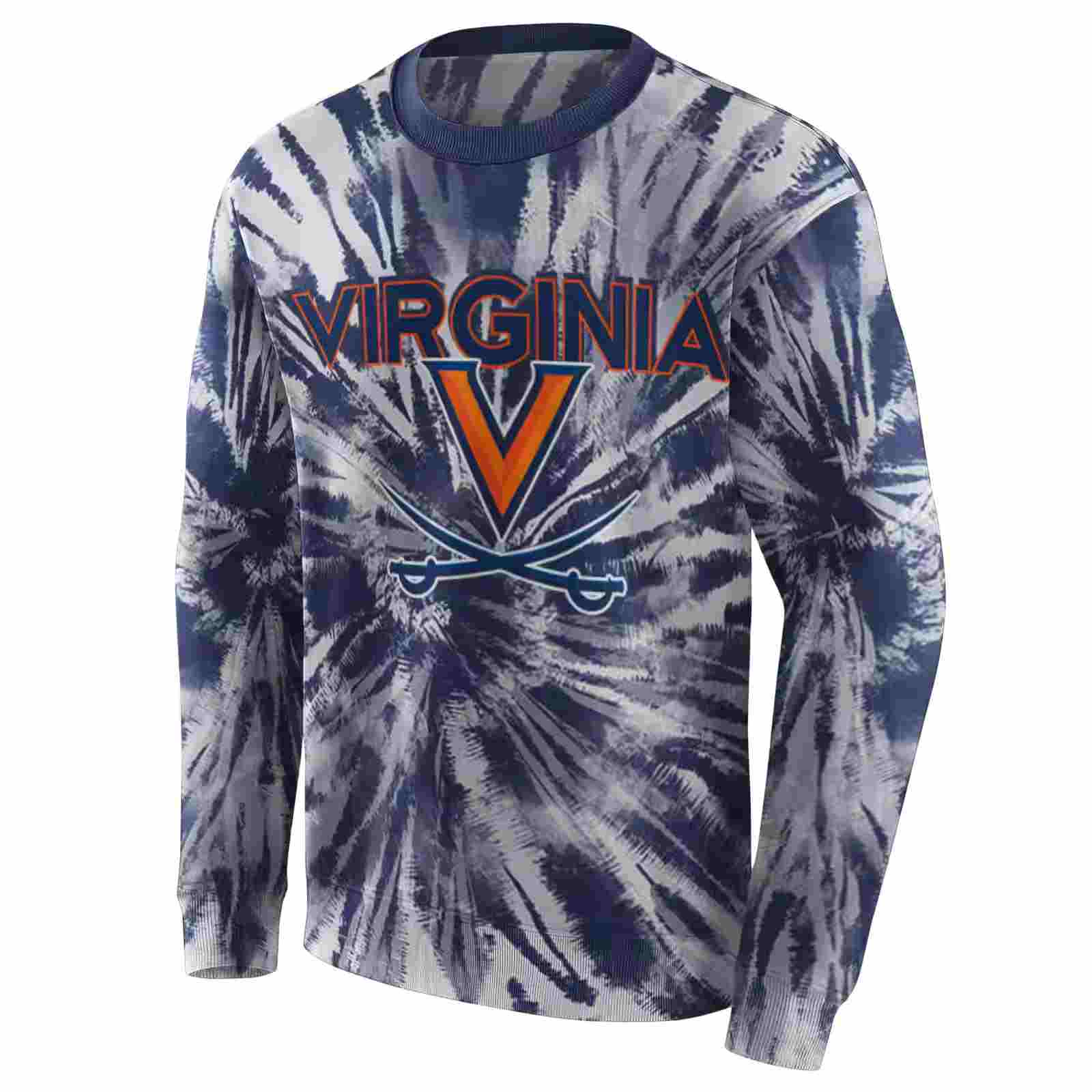 virginia cavaliers tie dye pattern blue hoodie new arrival