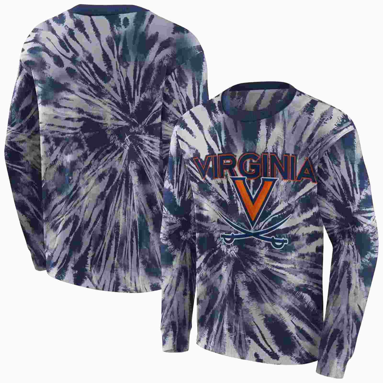 virginia cavaliers tie dye pattern blue hoodie premium grade