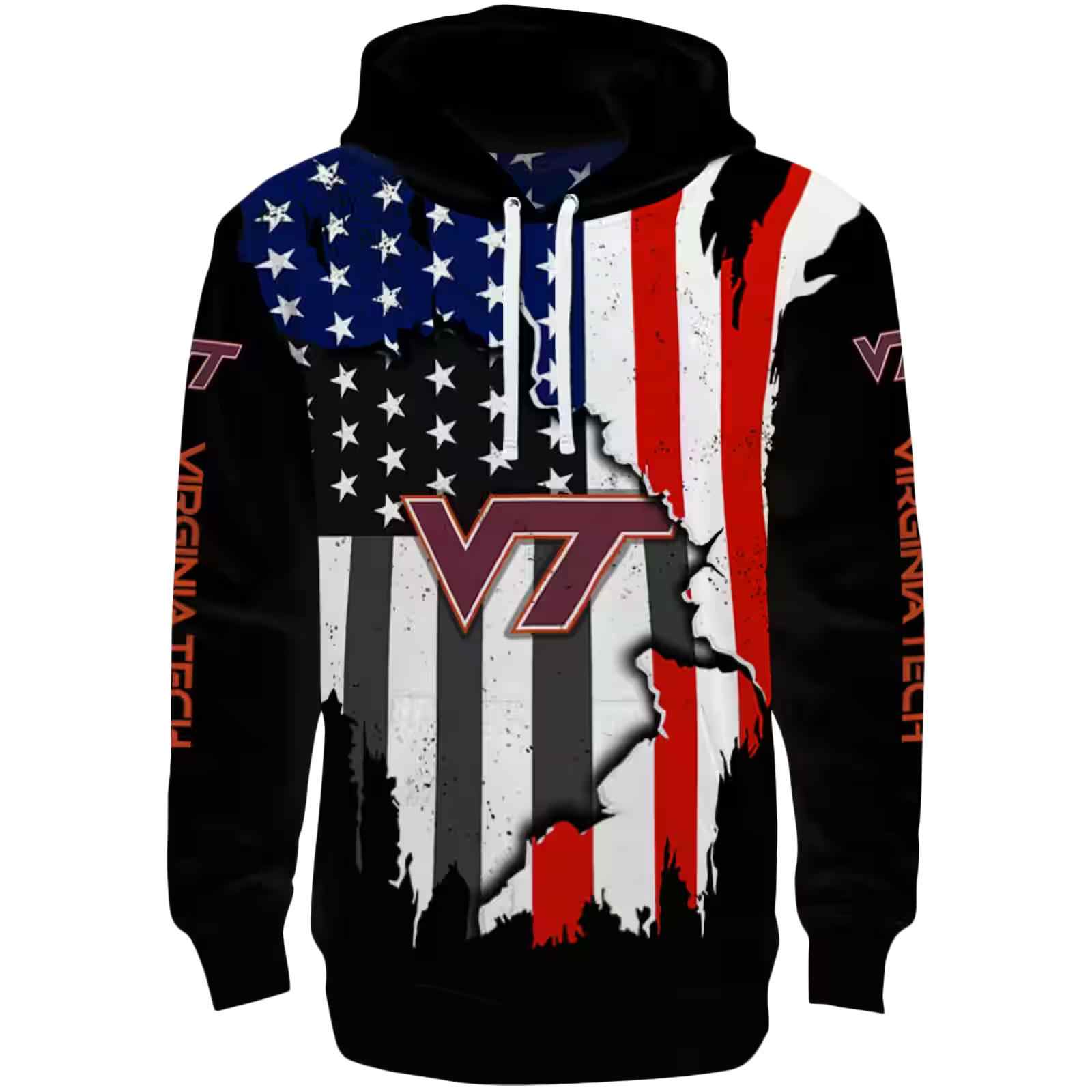 Virginia Tech Hokies American Pride Black Hoodie