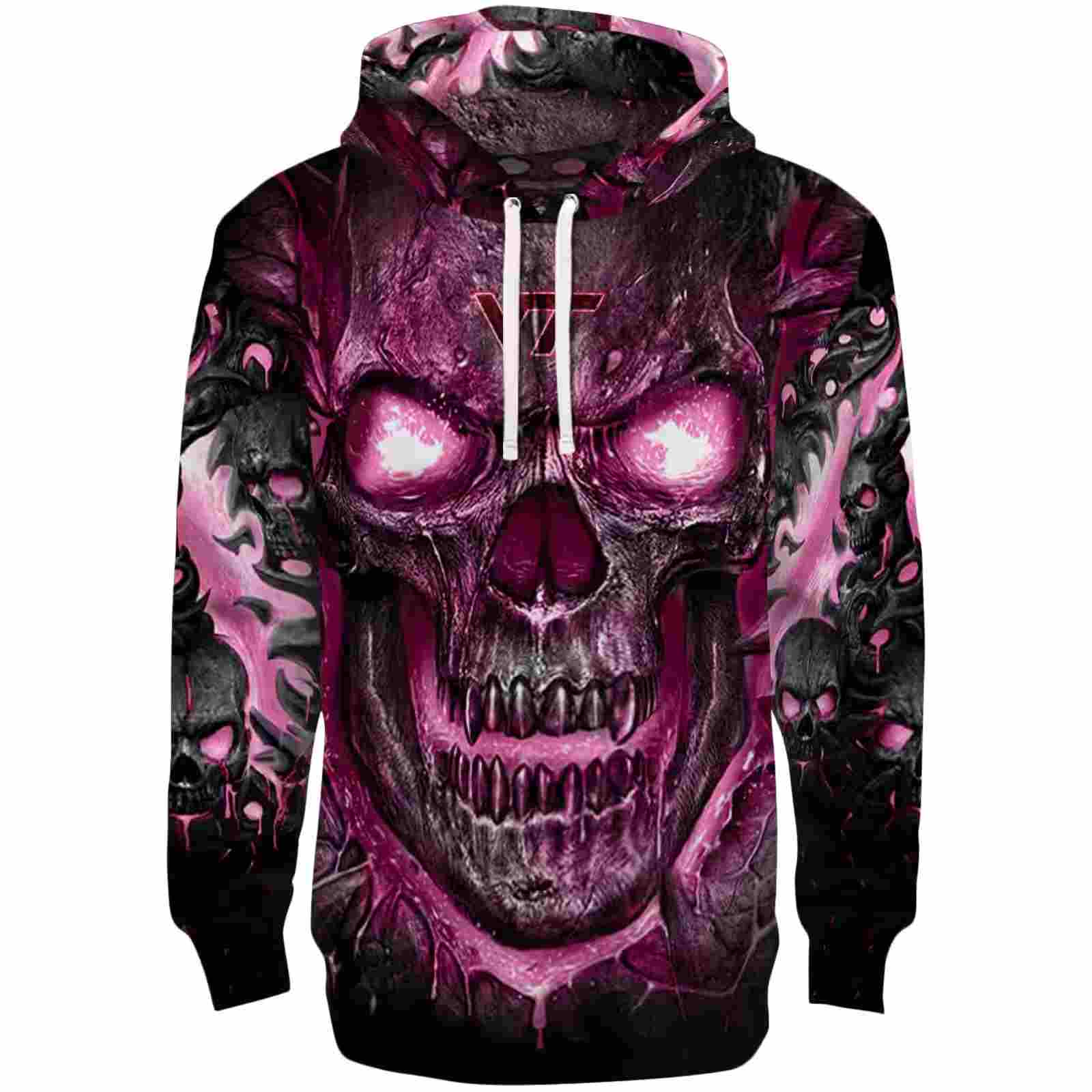 Virginia Tech Hokies Demonic Skull Maroon Black Hoodie