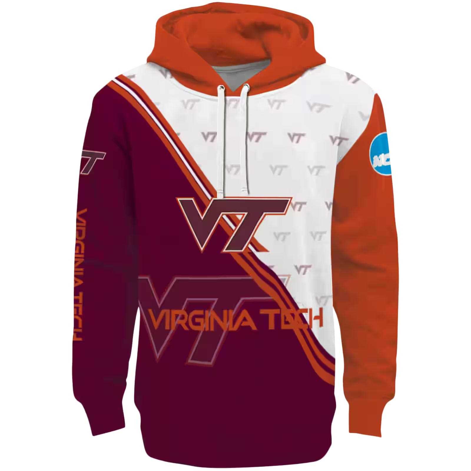 Virginia Tech Hokies Diagonal Stripe Maroon White Hoodie