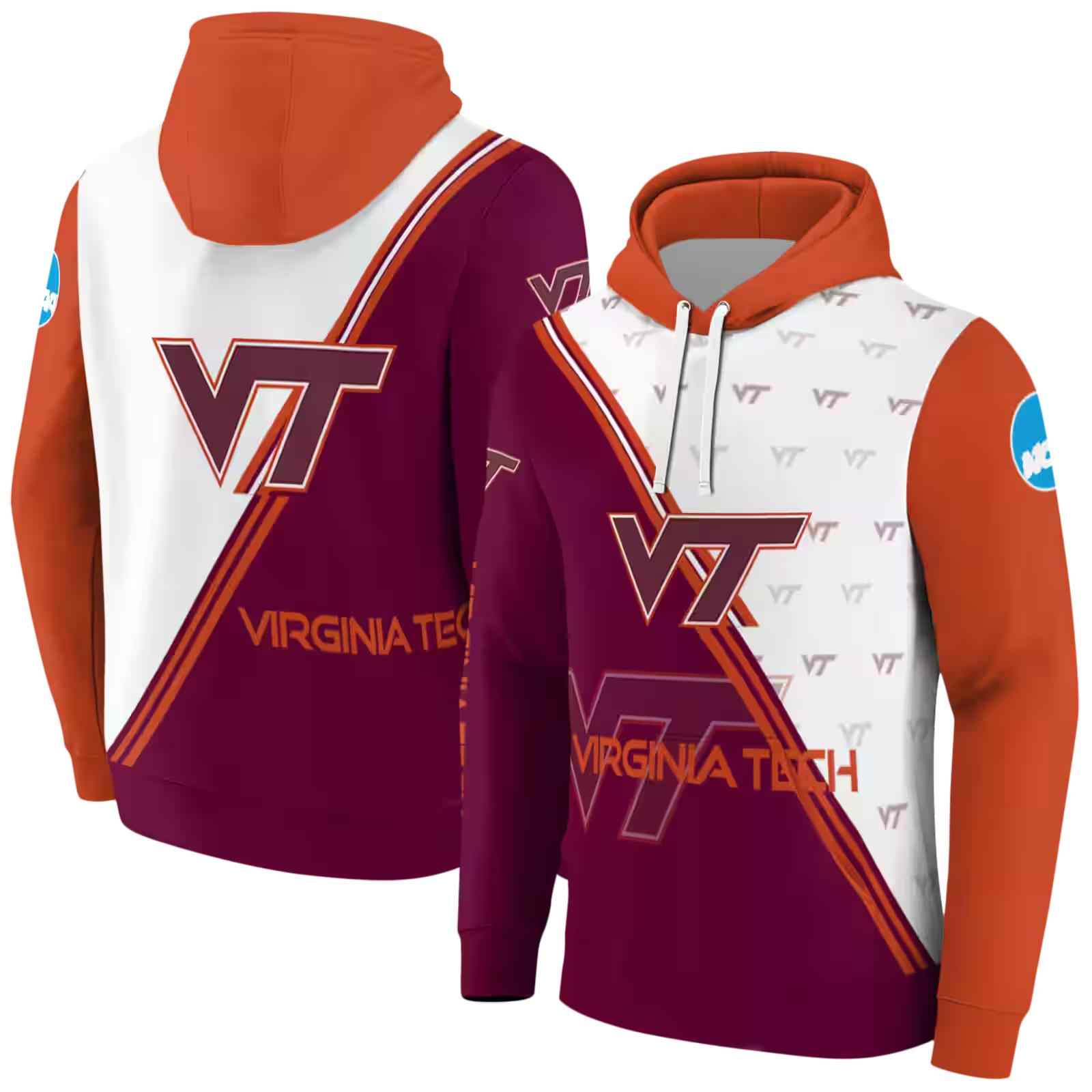 virginia tech hokies diagonal stripe maroon white hoodie fashion forward