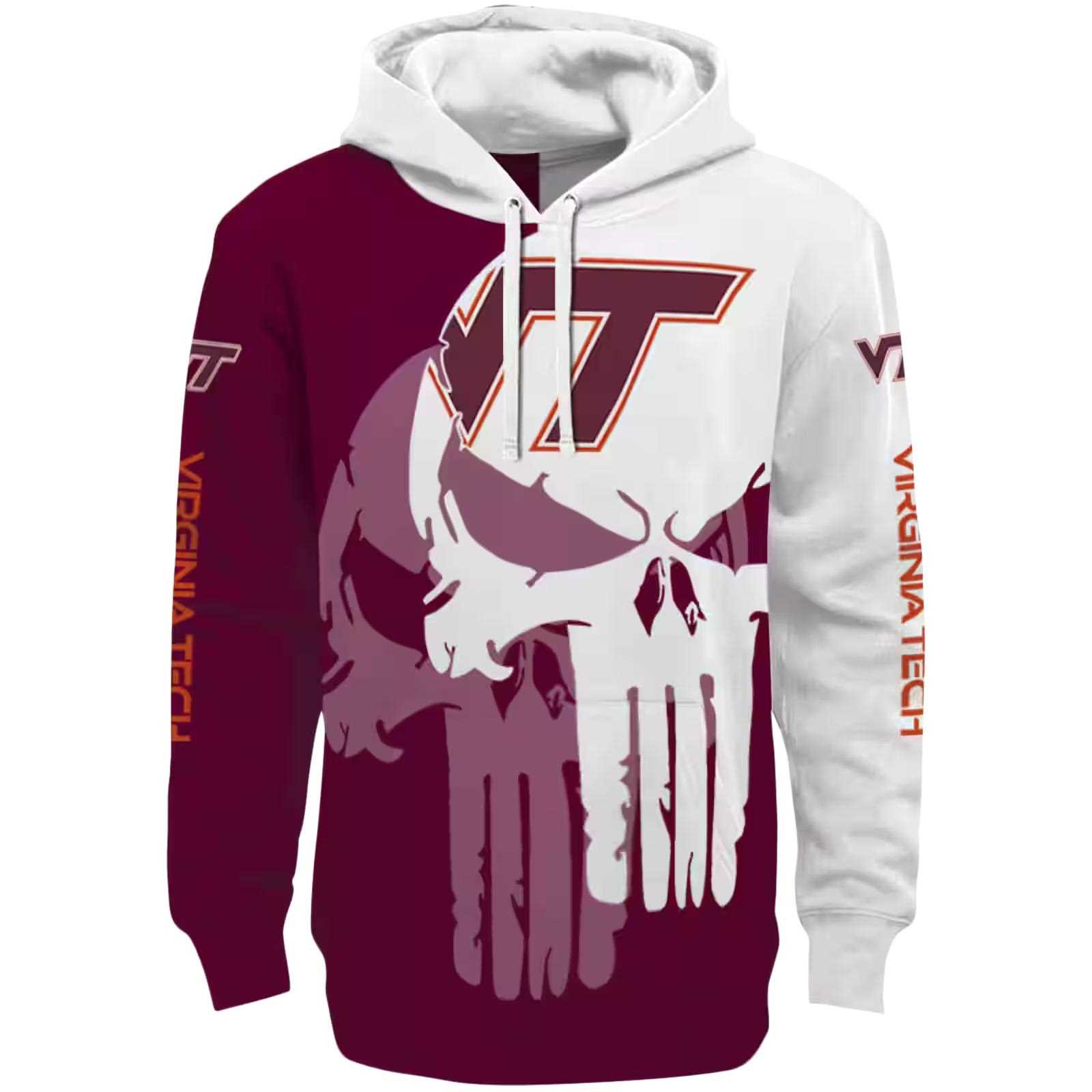 Virginia Tech Hokies Graphic Punisher Maroon White Hoodie
