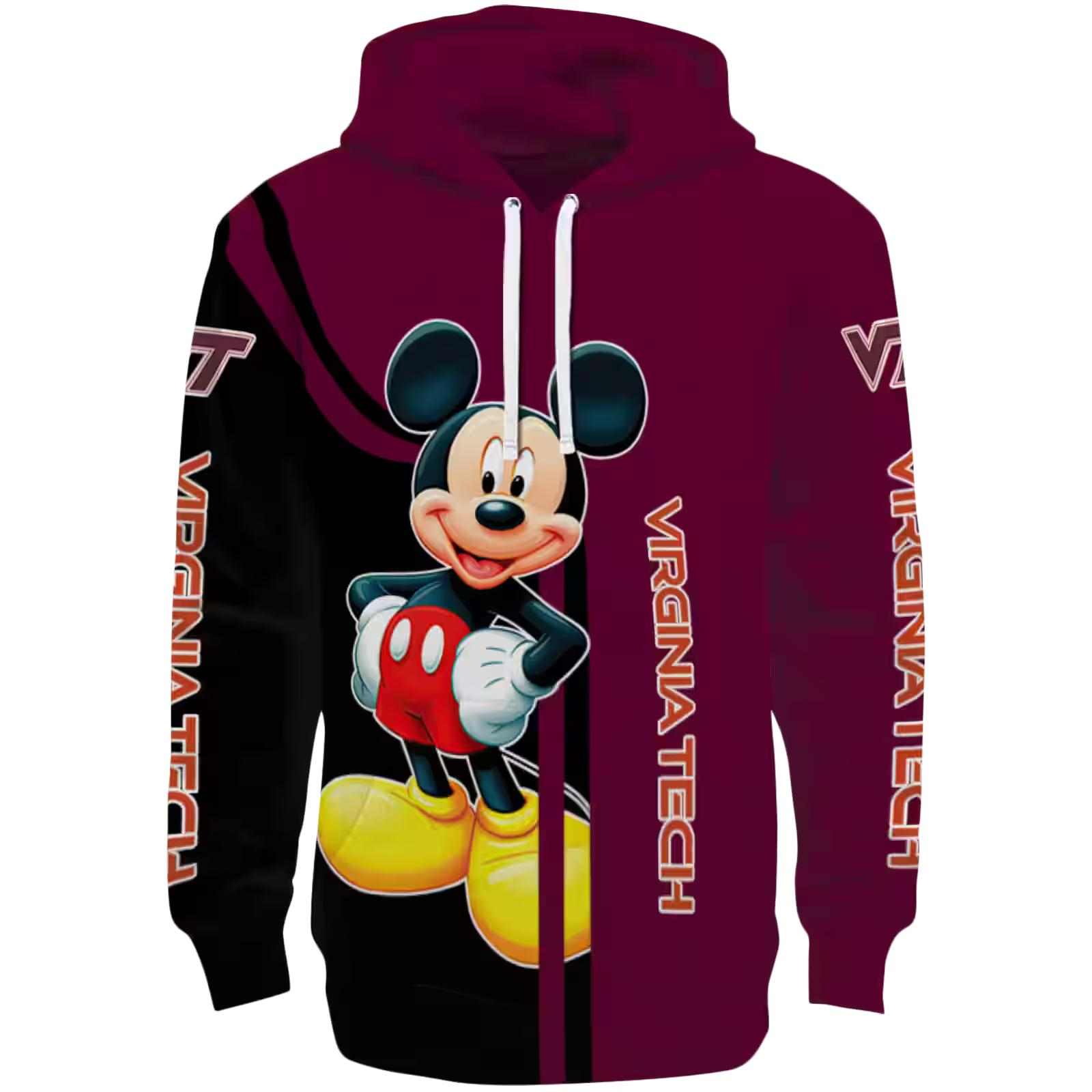 Virginia Tech Hokies Mickey Mouse Maroon Black Hoodie