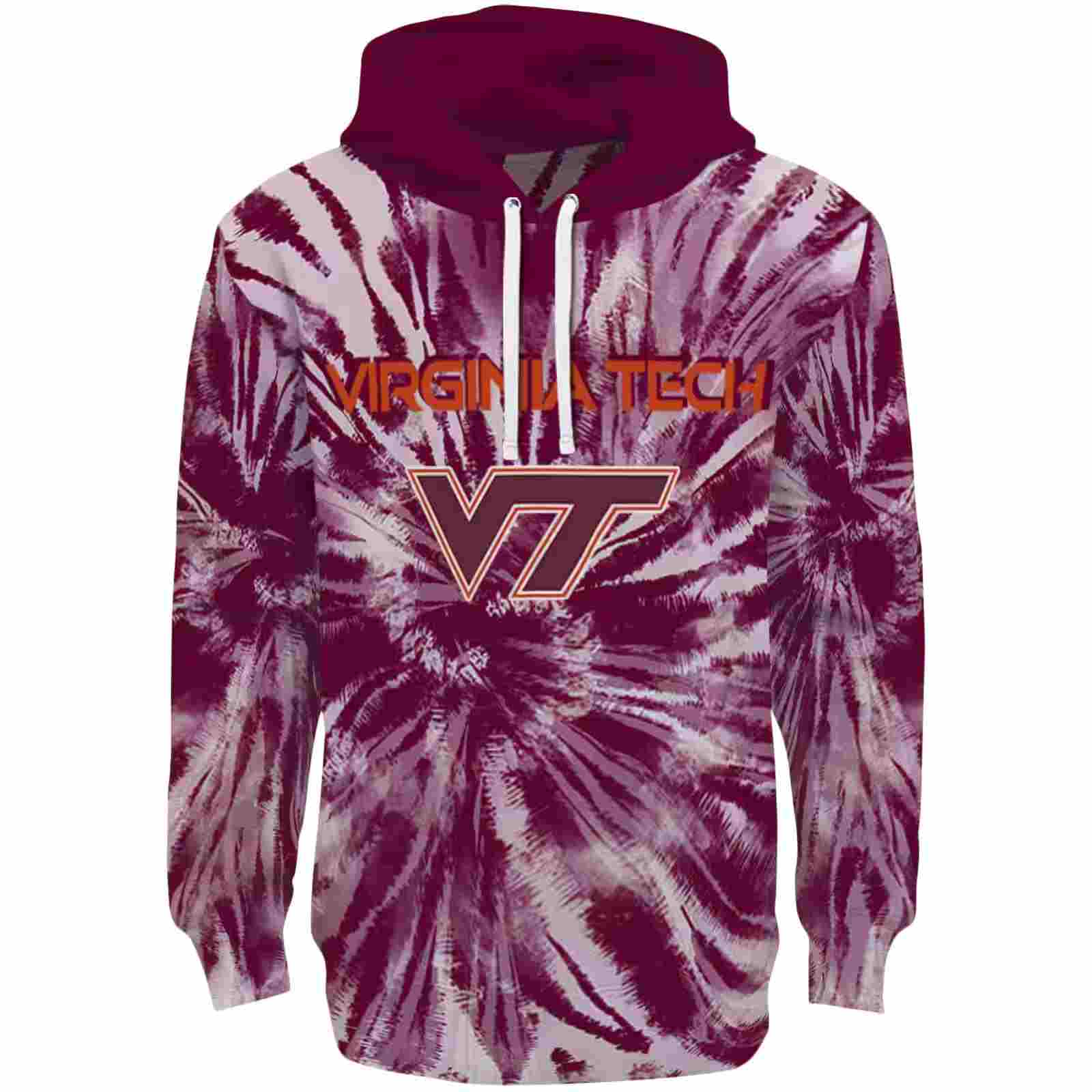 Virginia Tech Hokies Tie Dye Pattern Maroon Hoodie