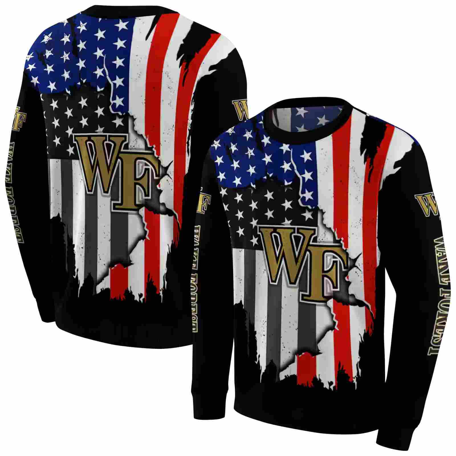 wake forest demon deacons american pride black hoodie premium grade