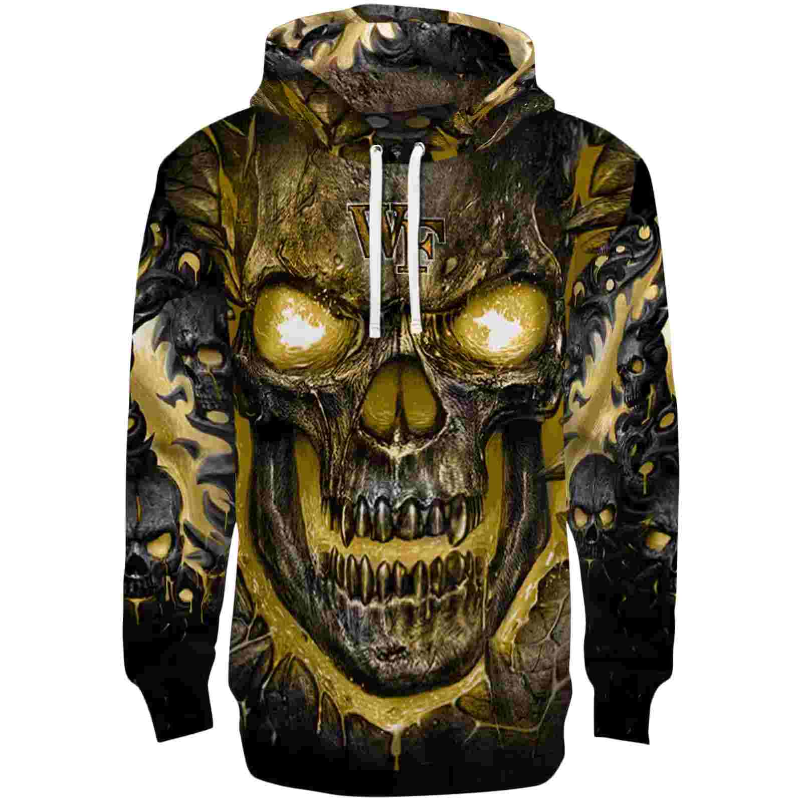 Wake Forest Demon Deacons Demonic Skull Gold Black Hoodie