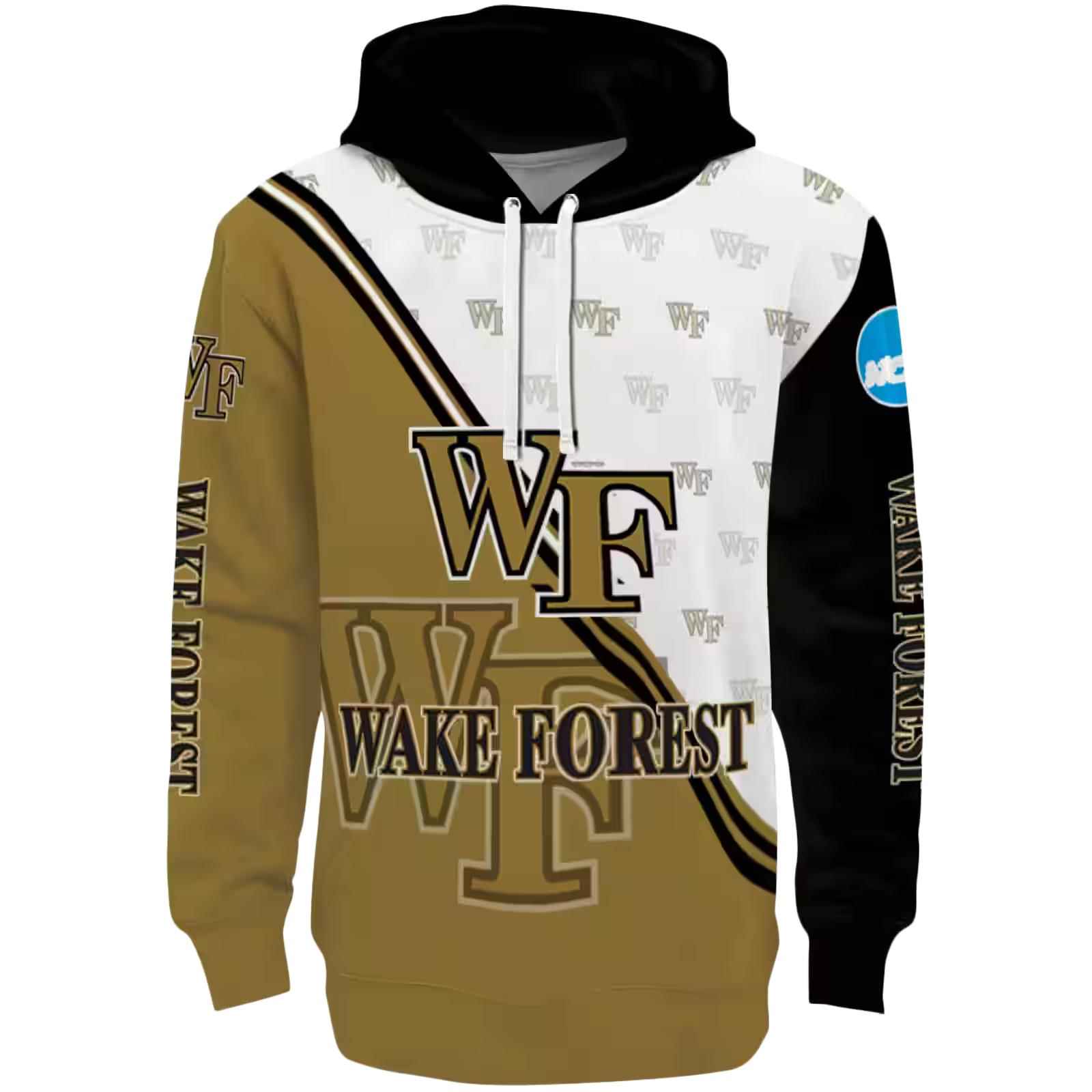 Wake Forest Demon Deacons Diagonal Stripe Gold White Hoodie