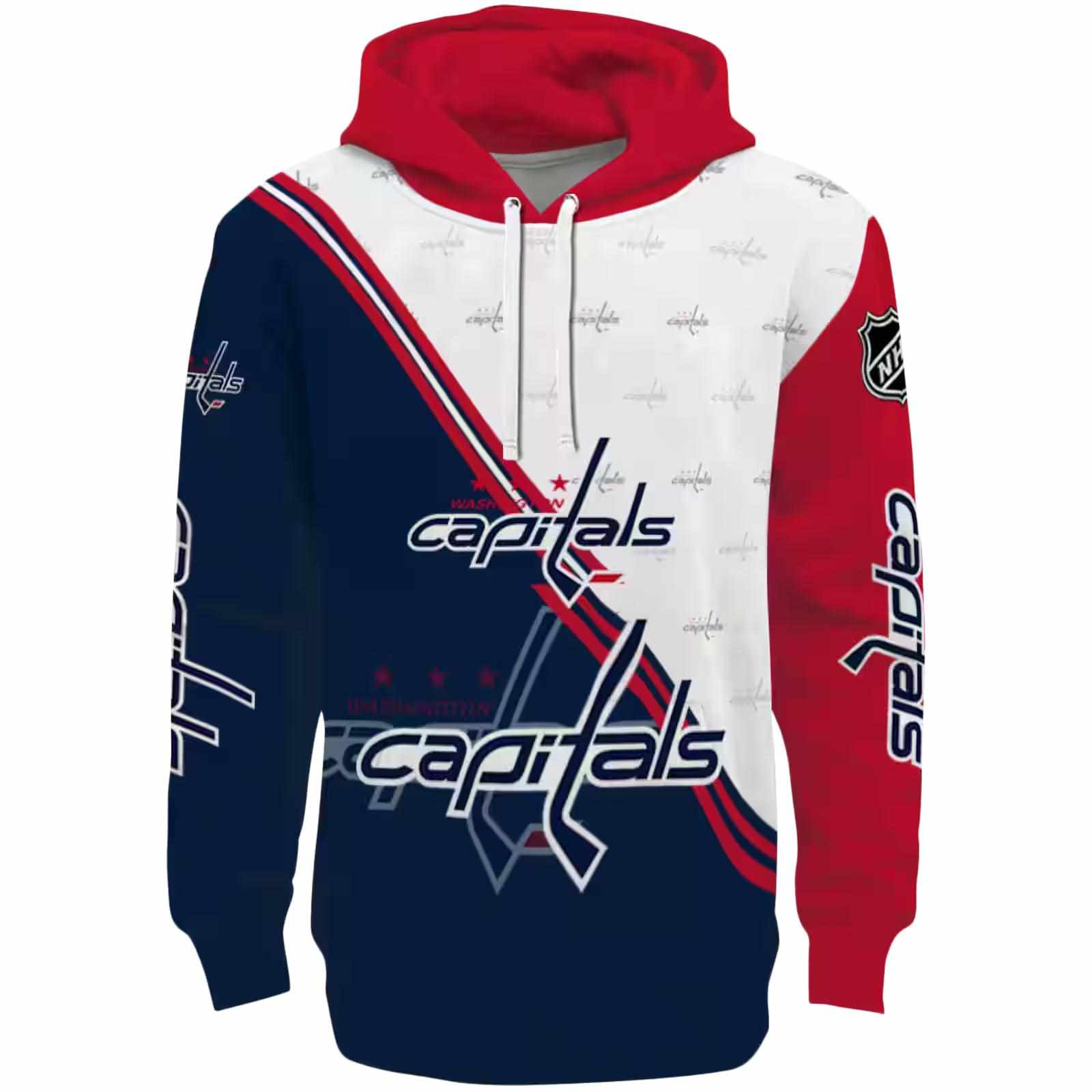 Washington Capitals Diagonal Stripe Blue White Hoodie