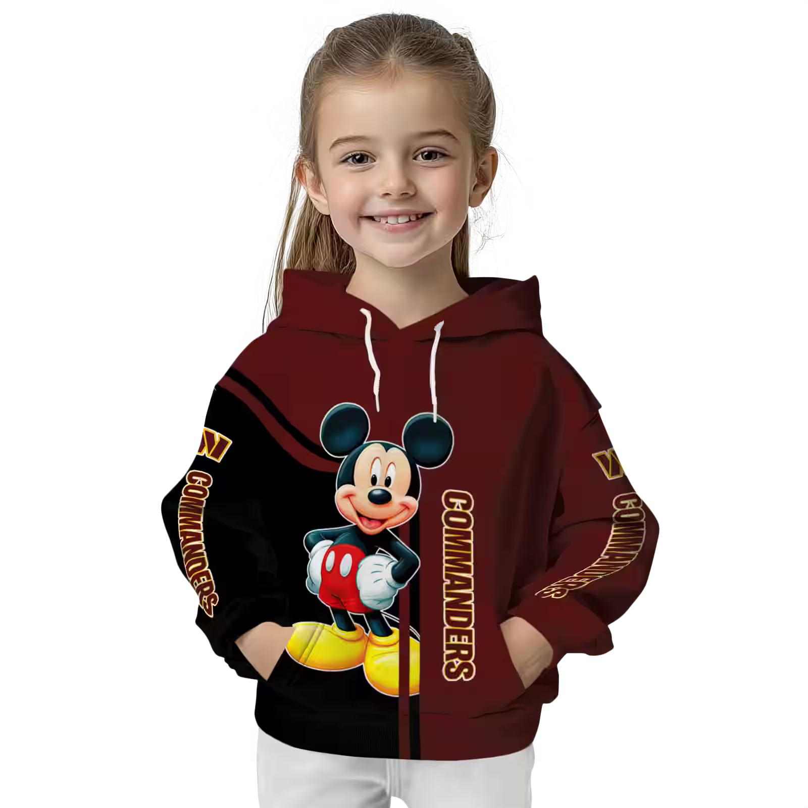 washington commanders mickey mouse burgundy black hoodie top rated