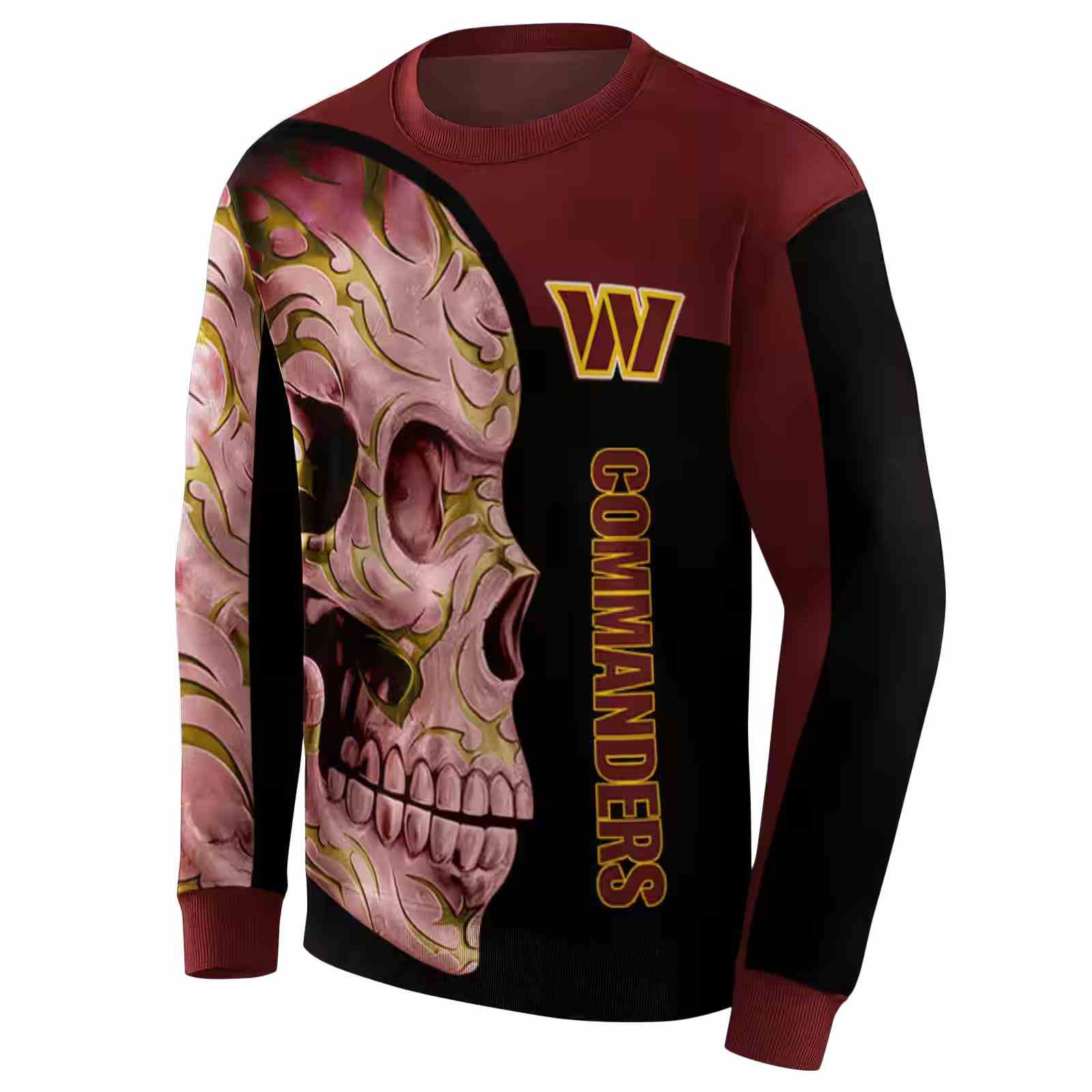 washington commanders skull motif burgundy black hoodie new arrival