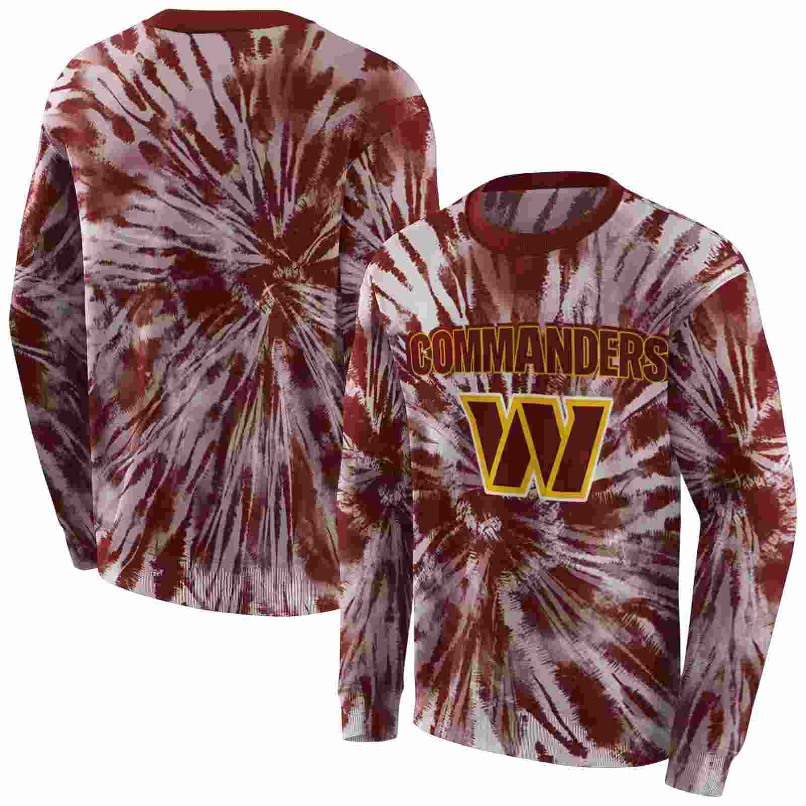 washington commanders tie dye pattern burgundy hoodie premium grade