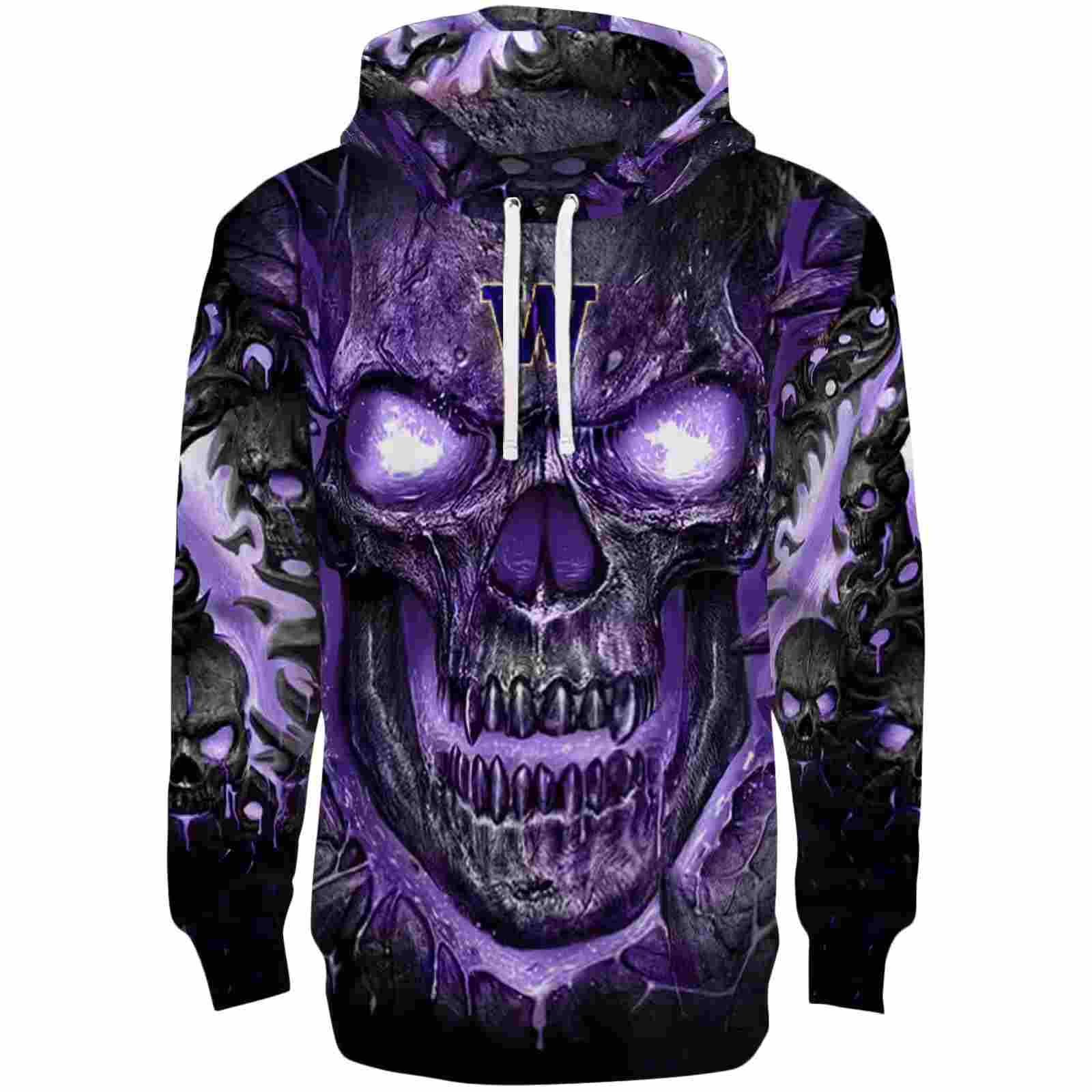 Washington Huskies Demonic Skull Purple Black Hoodie