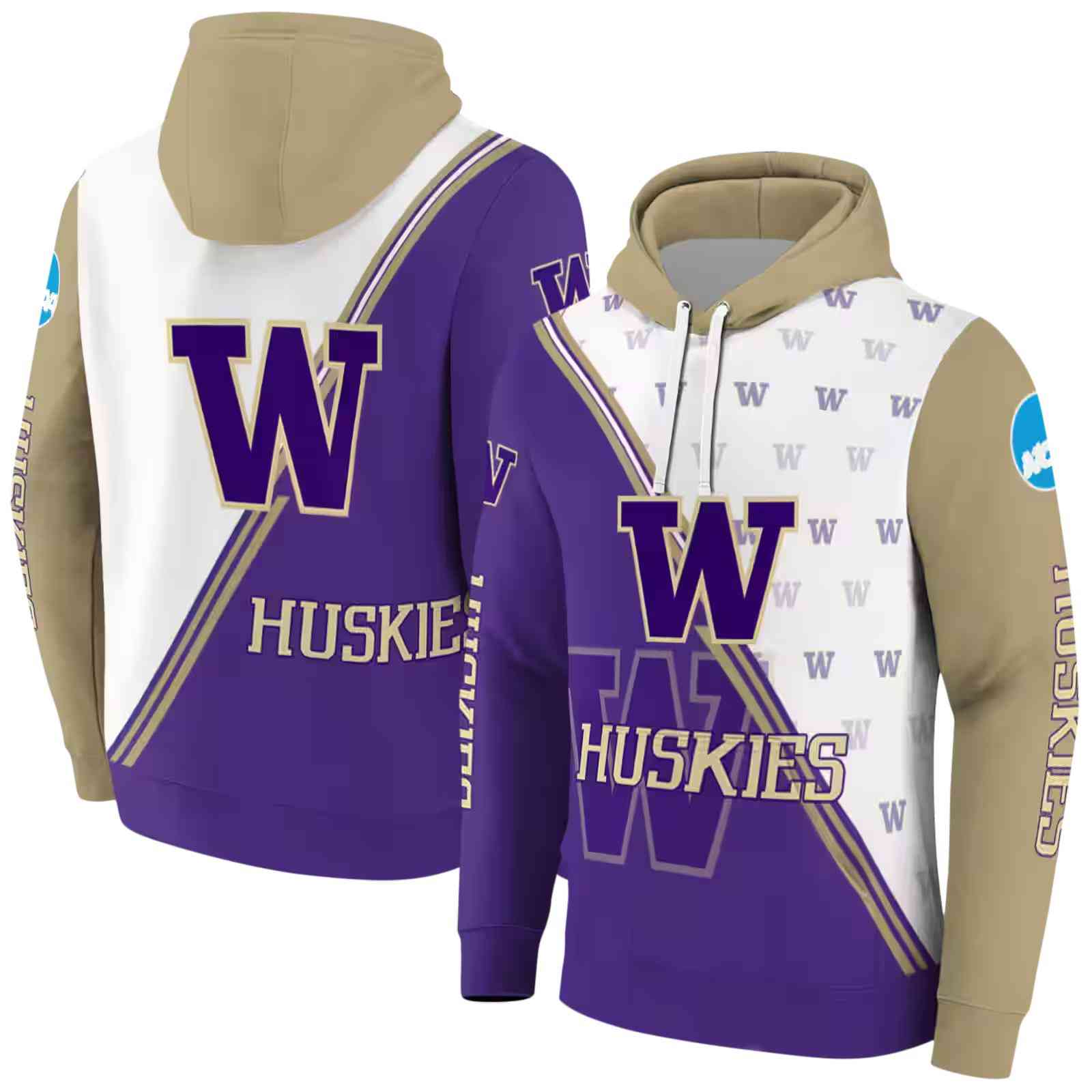 washington huskies diagonal stripe purple white hoodie fashion forward