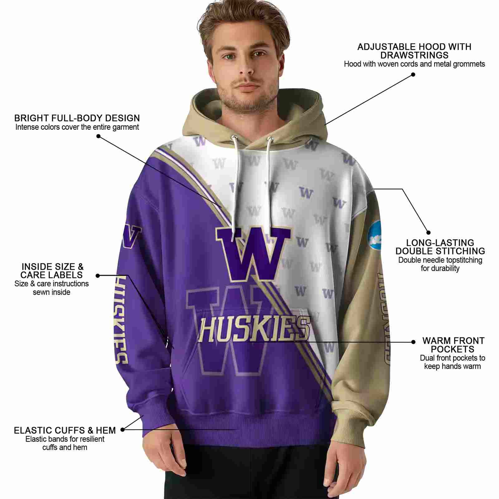 washington huskies diagonal stripe purple white hoodie latest model