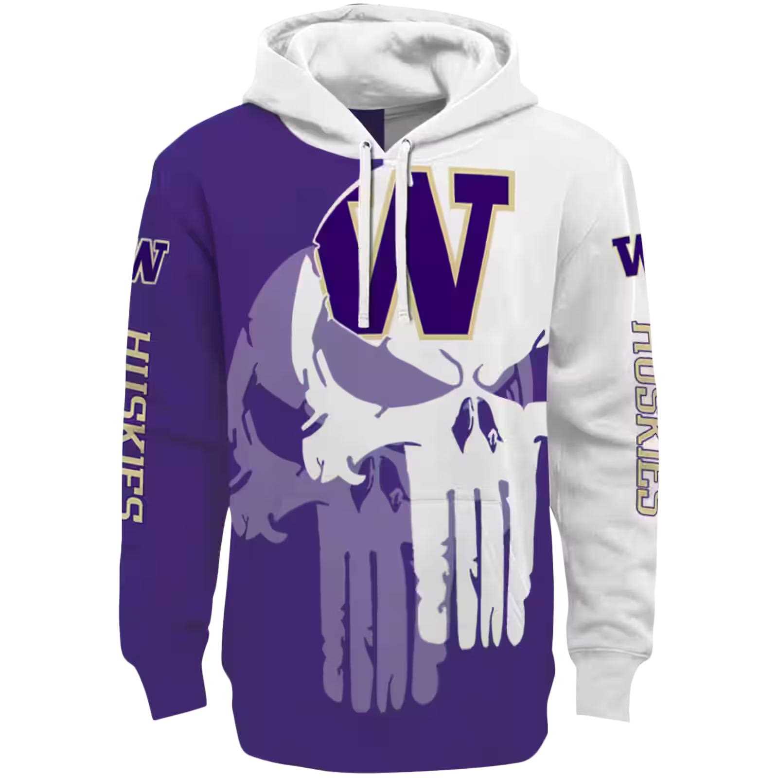 Washington Huskies Graphic Punisher Purple White Hoodie