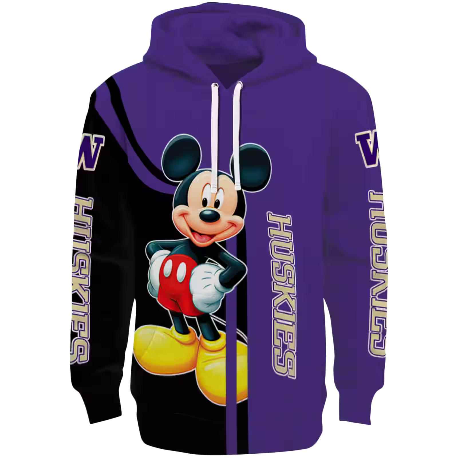 Washington Huskies Mickey Mouse Purple Black Hoodie