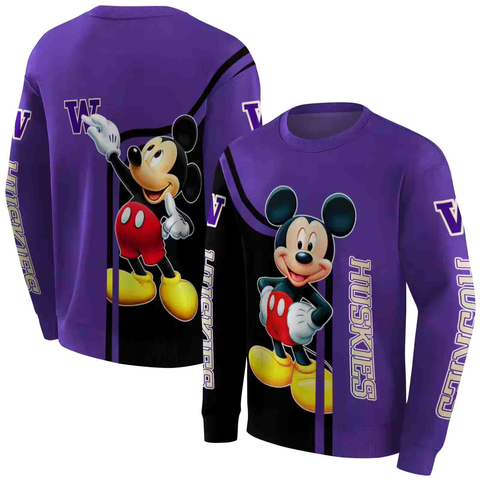 washington huskies mickey mouse purple black hoodie premium grade