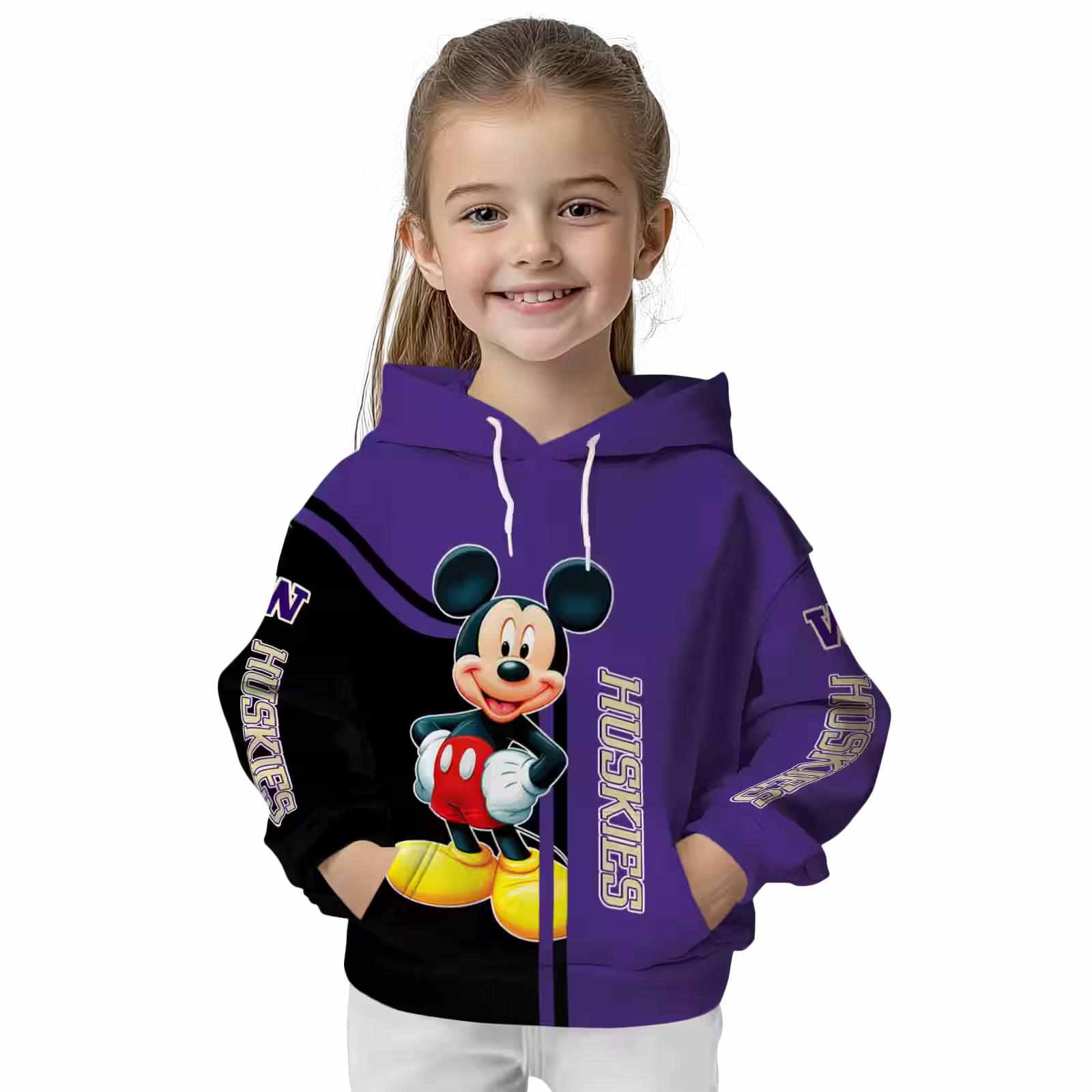 washington huskies mickey mouse purple black hoodie top rated