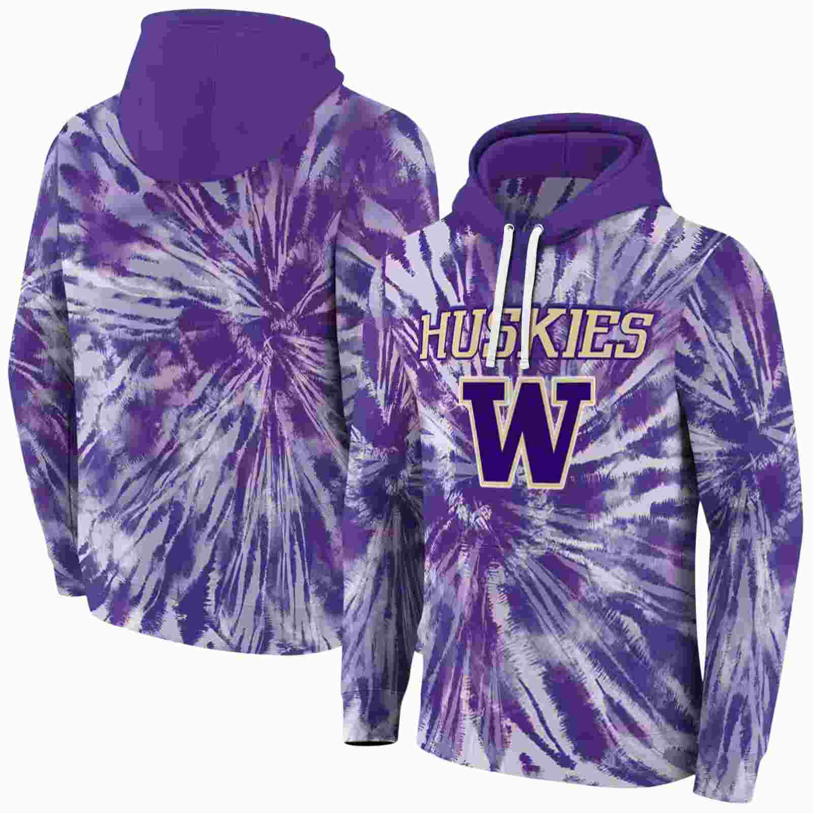 washington huskies tie dye pattern purple hoodie fashion forward